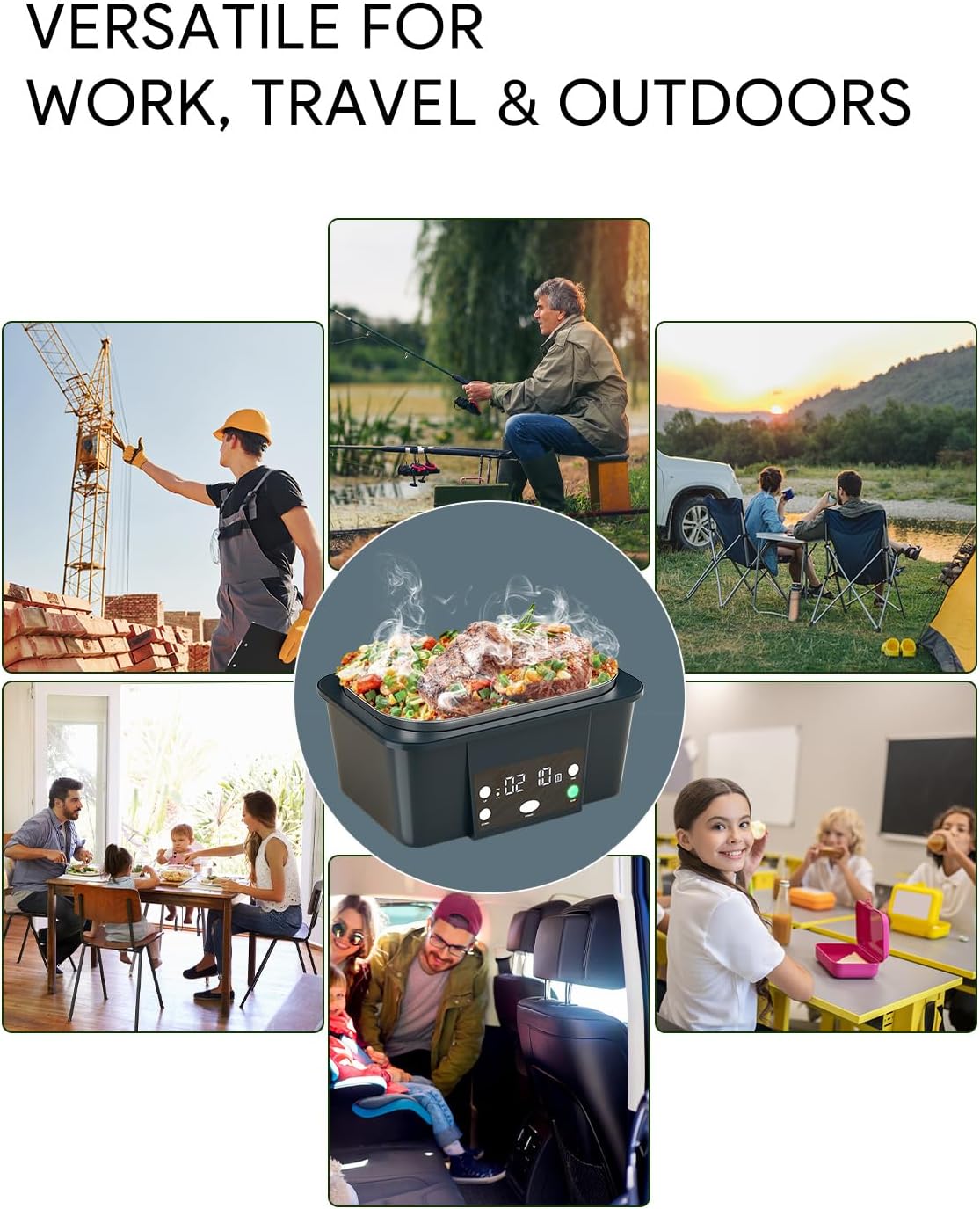 Thumbnail 5 de Battery-Powered Heated Lunch Box (1.6L) with Automatic Heating, 16,000mAh, Cordless Food Warmer for Adults