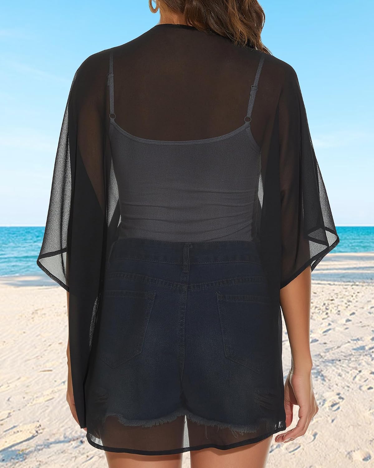 Detalle de Women’s Kimono Cardigans Beach Cover Ups for Swimwear – Puff Sleeve Loose Casual Summer Top (2026)