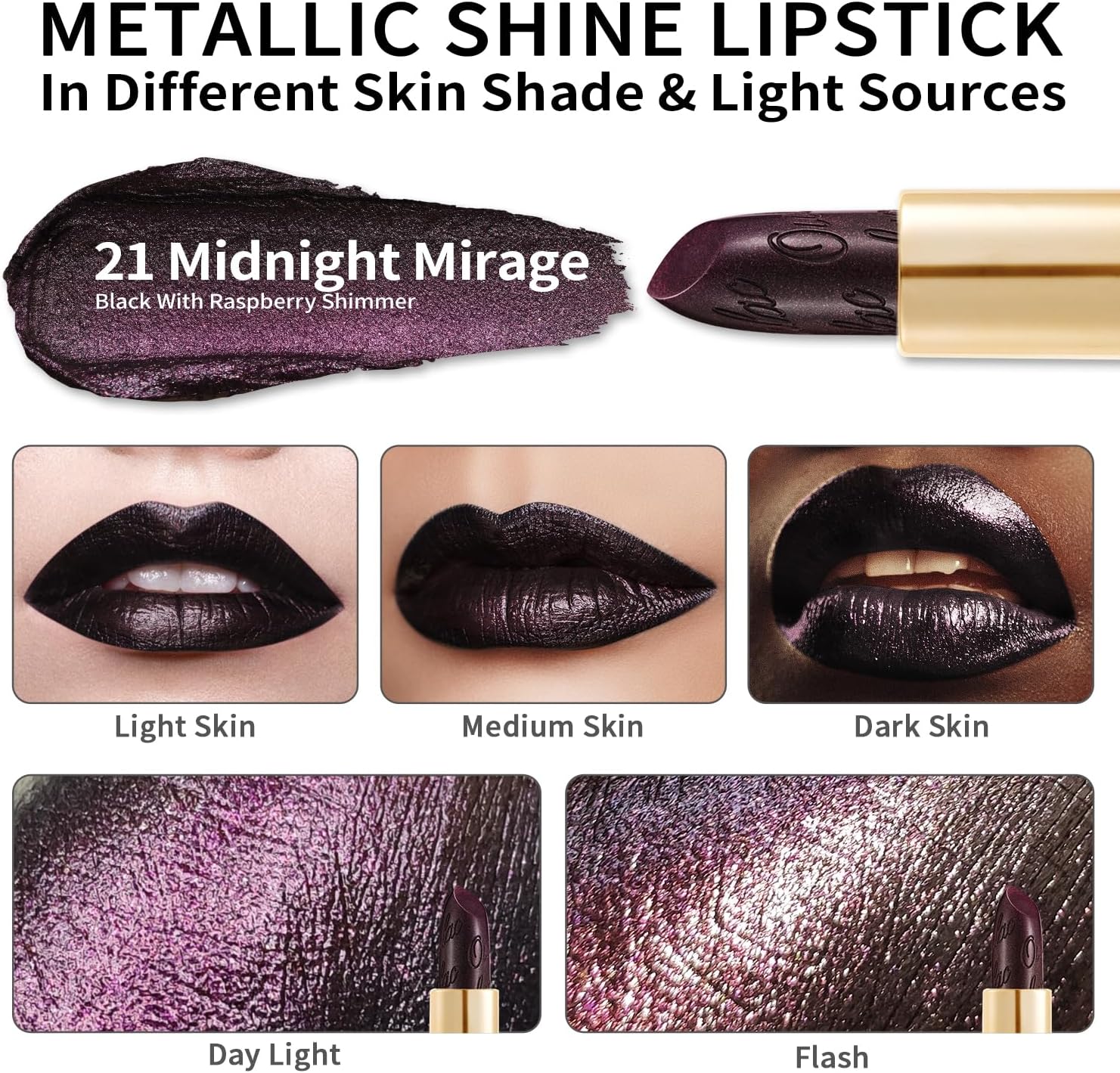 Thumbnail 2 de OULAC Pintalabios 3D Metálico Midnight Mirage 🌟 Belleza Intensa