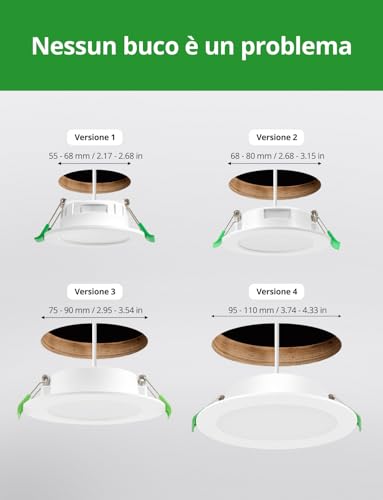 Thumbnail 2 de HOMEOW Faretti LED da Incasso per Cartongesso 95–110 mm, 7W, 700 lm, IP44