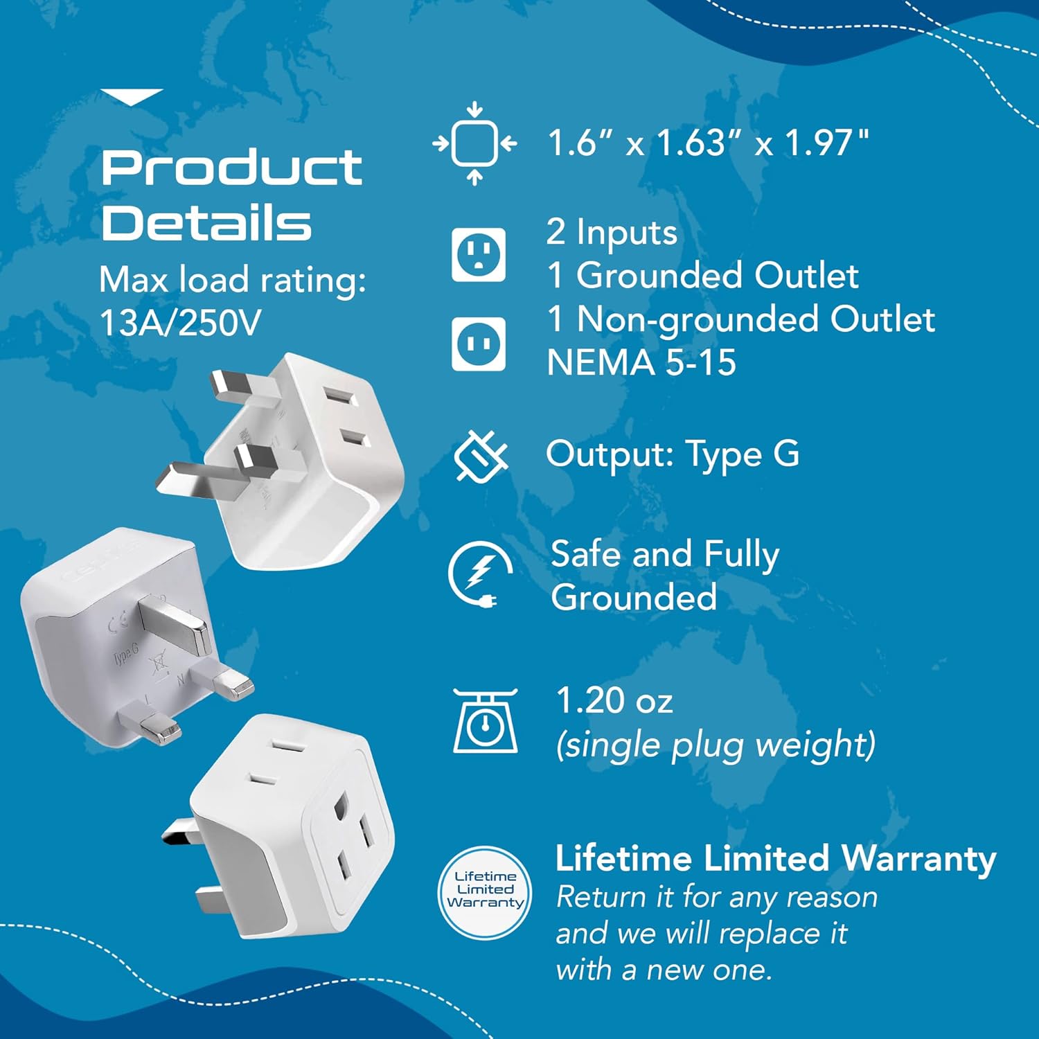 Thumbnail 3 de Ceptics UK Travel Adapter 3-Pack 🛫