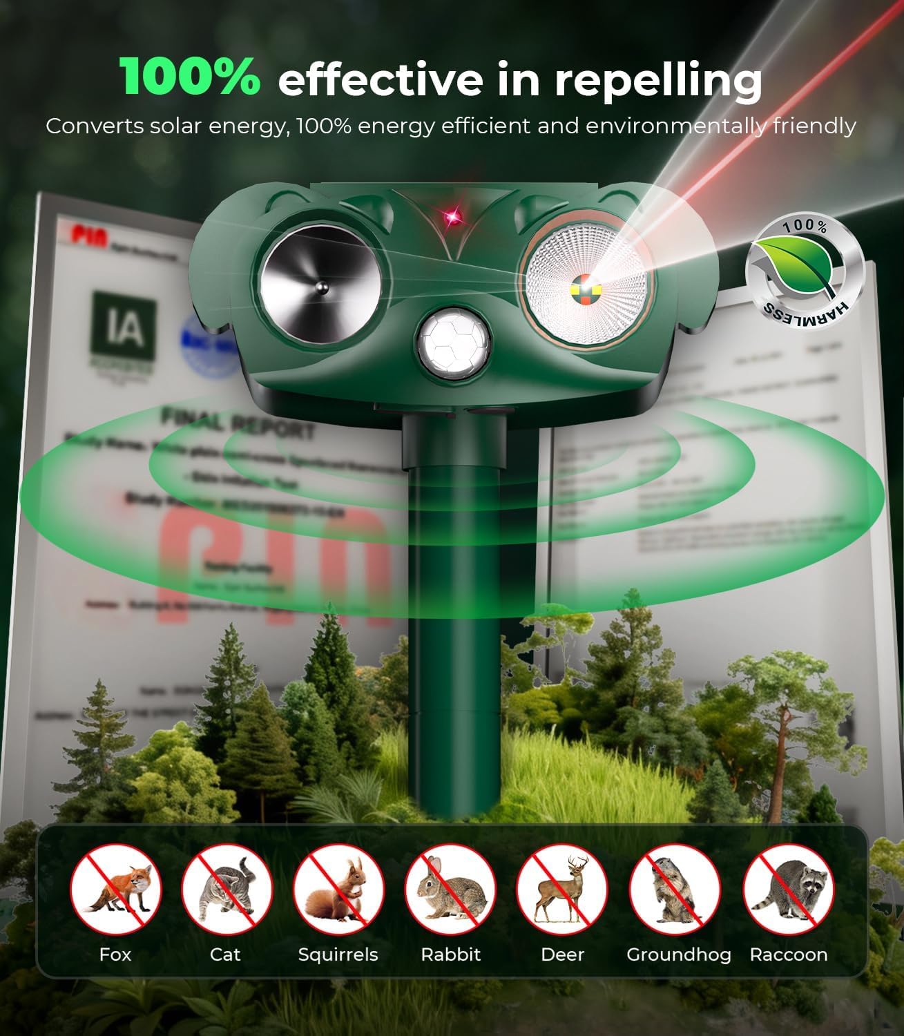 Detalle de Zentria 2026 Upgraded Cat Deterrents for Gardens UK – Dual Ultrasonic & Infrared, Solar Powered