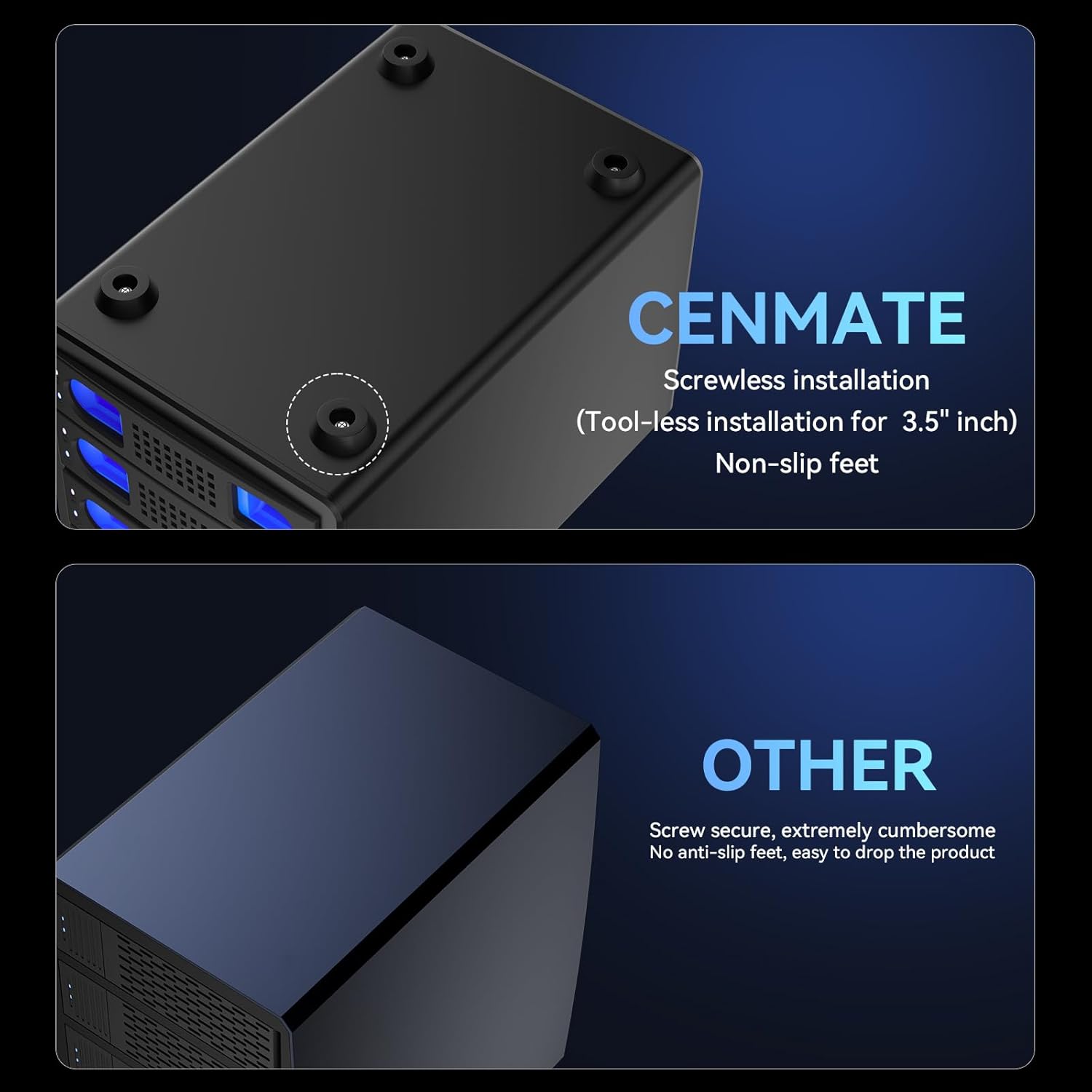 Thumbnail 4 de cenmate 4-Schacht Festplattengehäuse für 2,5/3,5" SATA HDD/SSD mit Lüfter und USB 3.0 (USB A/C)