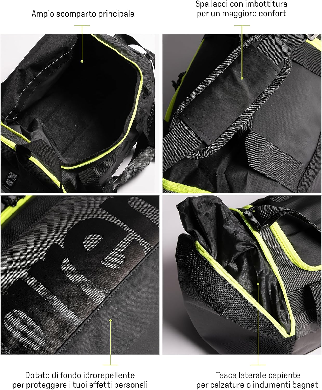 Detalle de arena Spiky III Duffle 40L: borsa sportiva da piscina e palestra con tessuto idrorepellente