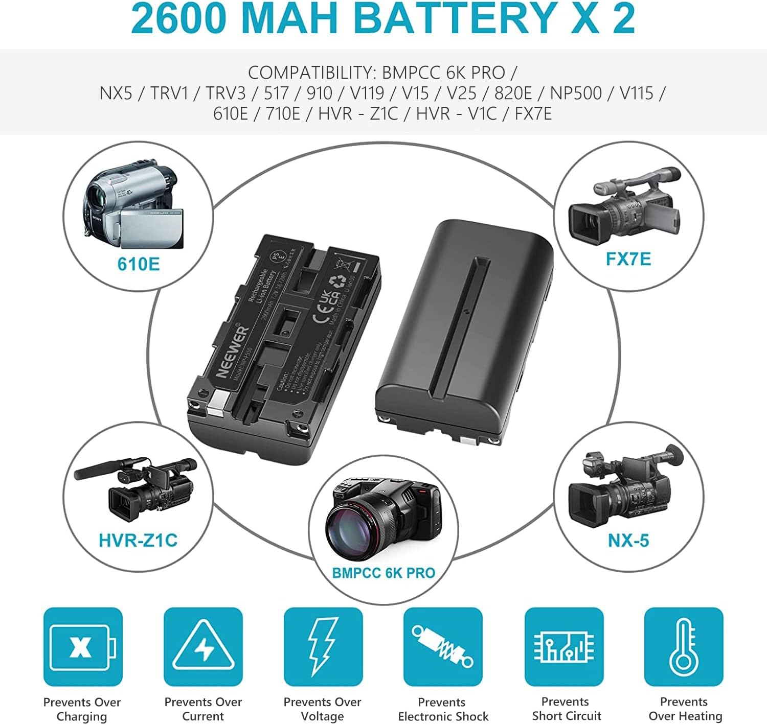 Thumbnail 3 de NEEWER set batterie NP-F550 (2x) e caricatore USB doppio slot con monitor LED