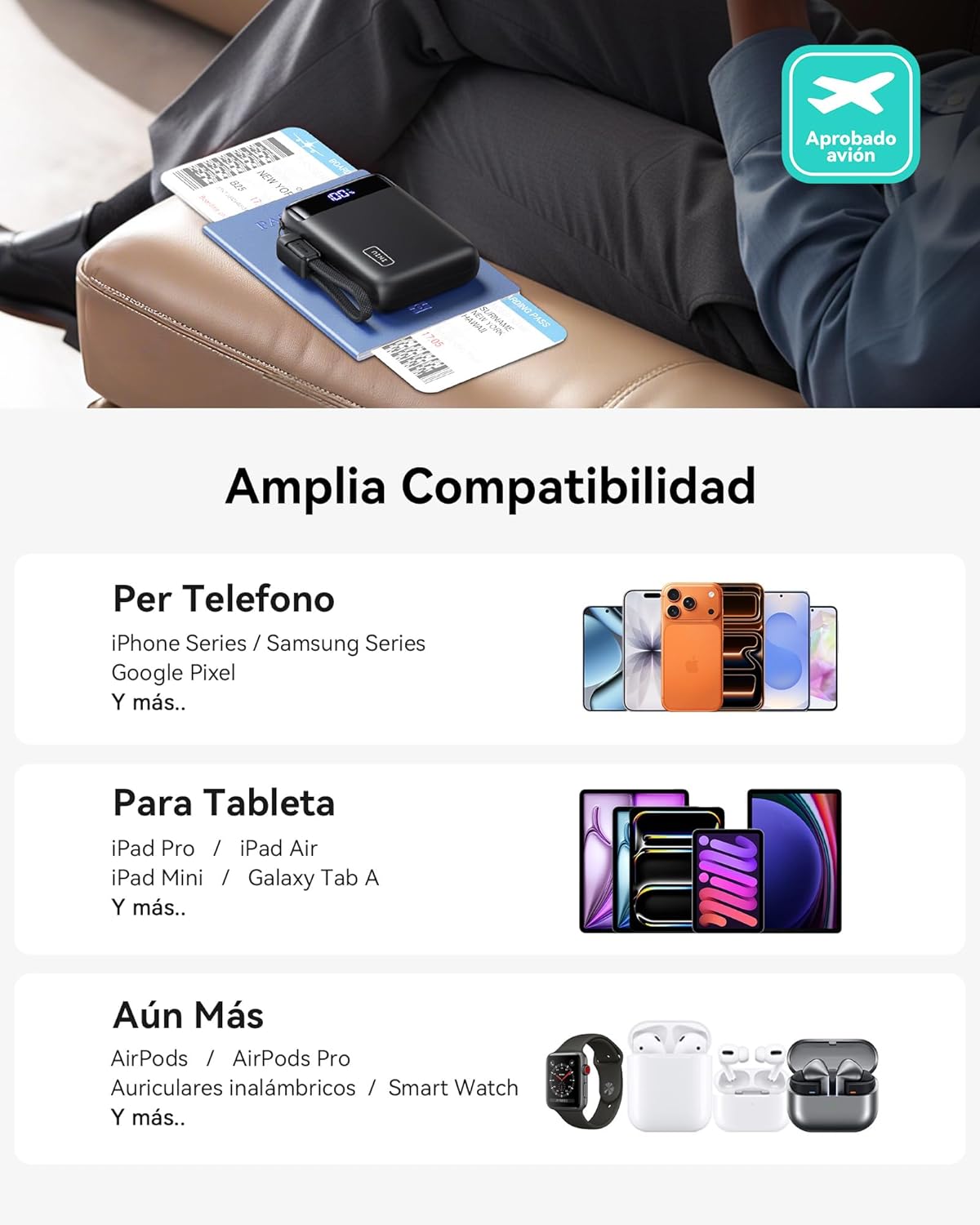 Thumbnail 6 de INIU Power Bank, Ultrapequeño 20000mAh 22,5W PD3.0 QC4.0 Bateria Externa Carga Rapida, USB C Input & Output Bateria Portatil, Powerbank Compatible con iPhone 17 16 15 14 Pro MAX Plus, Samsung, Xiaomi