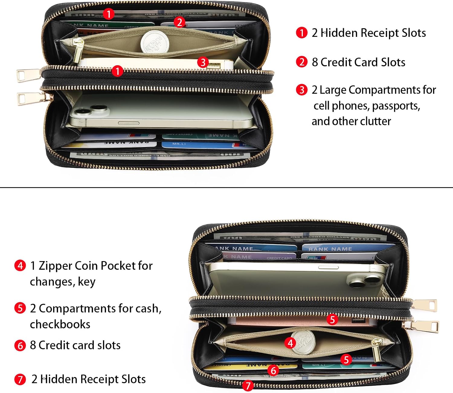Detalle 2 de GOIACII Women's Wallet Large Capacity 7.87in