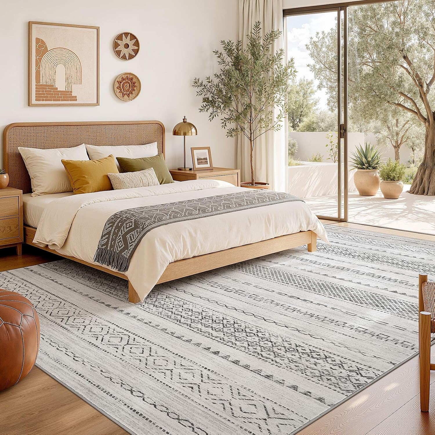 Thumbnail 5 de Nakagishi 9x12 Area Rug: Washable Boho Grey, Non-Slip, Stain-Resistant