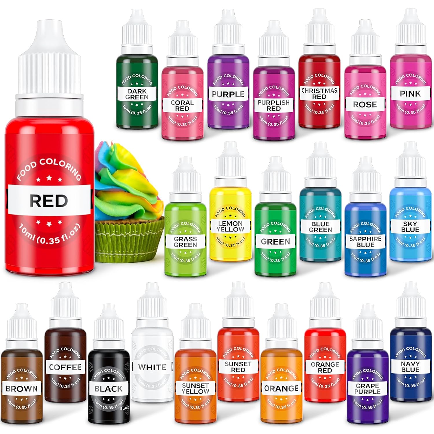 Detalle de 24-Color Food Coloring Set, 0.35 fl oz Bottles for Baking and Crafts