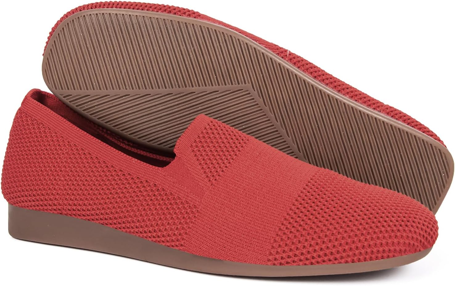 Detalle de Puxowe Damen Ballerina Slip-On Strick Kleid Flache Schuhe – bequeme Ballerinas mit runder Zehe