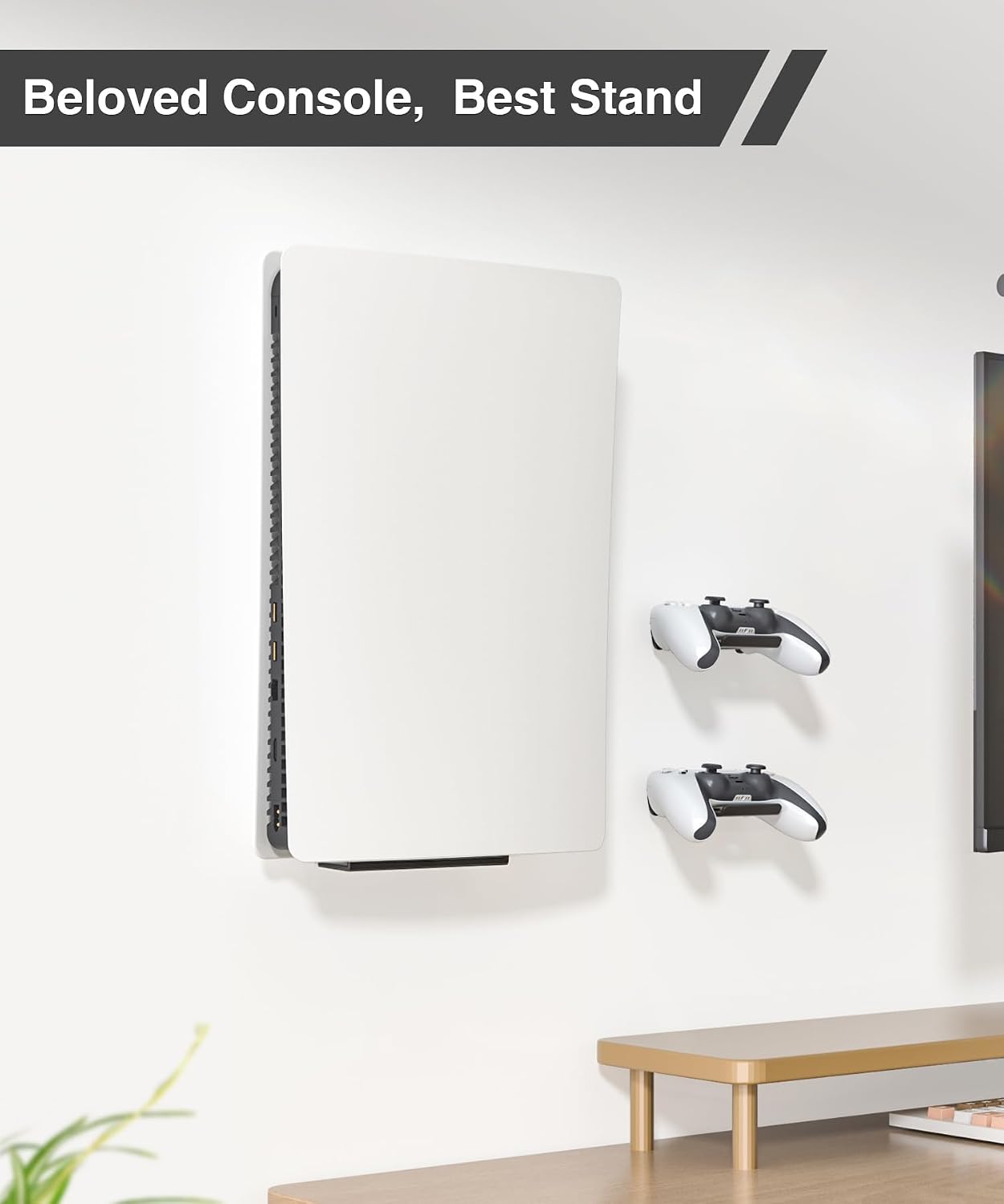 Detalle 2 de Upgraded Adjustable Console Holder Wall Mount for PS5 (Black) – PS5 Slim/Pro & Digital Disc Editions