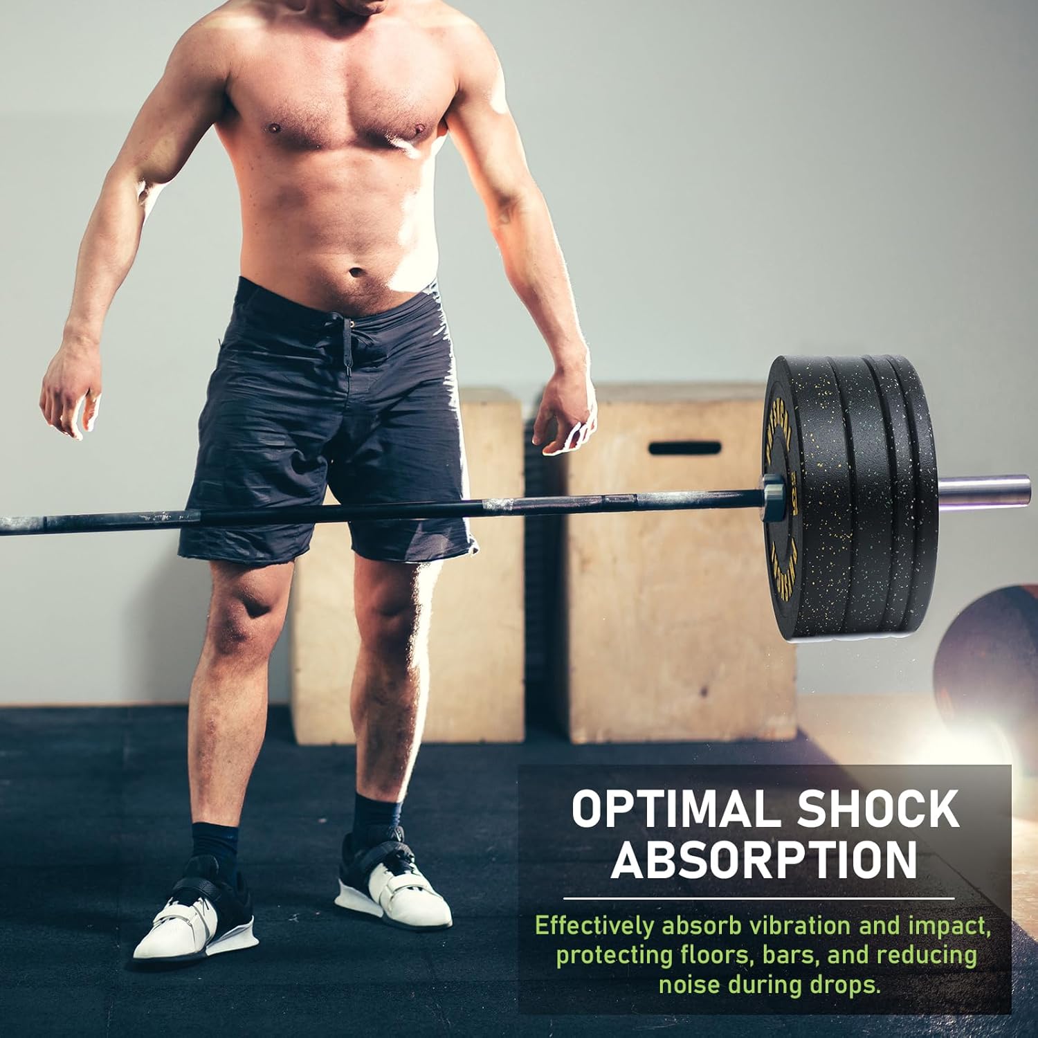 Thumbnail 2 de PhysKcal Hi-Temp Crumb Rubber Olympic Bumper Plates with 2’’ Stainless Steel Insert (IWF coloured weight discs)