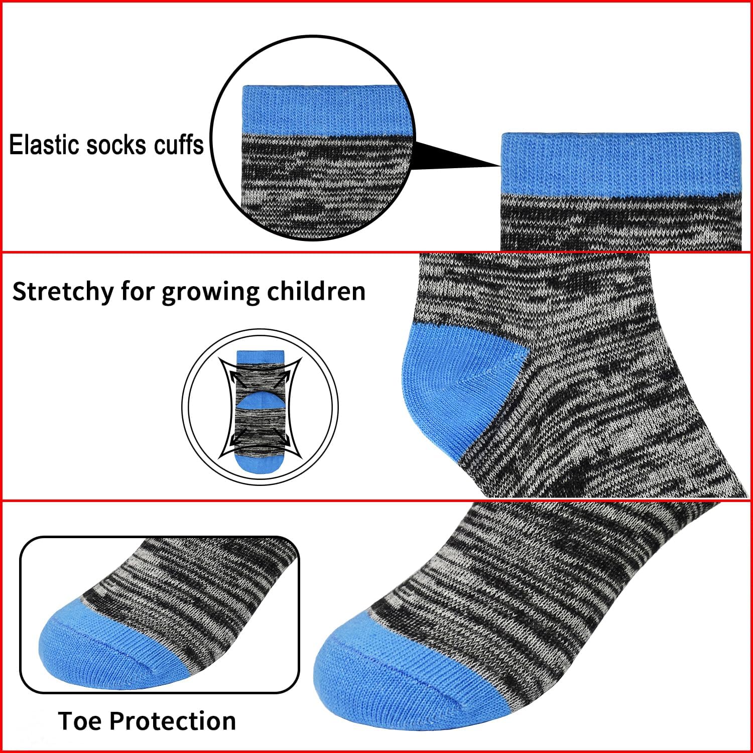 Thumbnail 3 de GENTABY Kinder-Socken Jungen (10 Paar) grau – Baumwolle mit Elasthan, Größen 23-26 bis 31-34