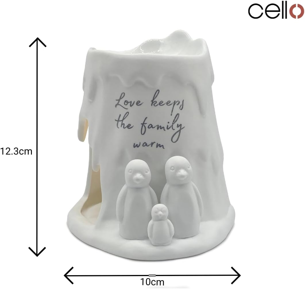 Thumbnail 1 de Cello Tealight Wax Melt & Oil Burner – Penguin Family porcelain gift