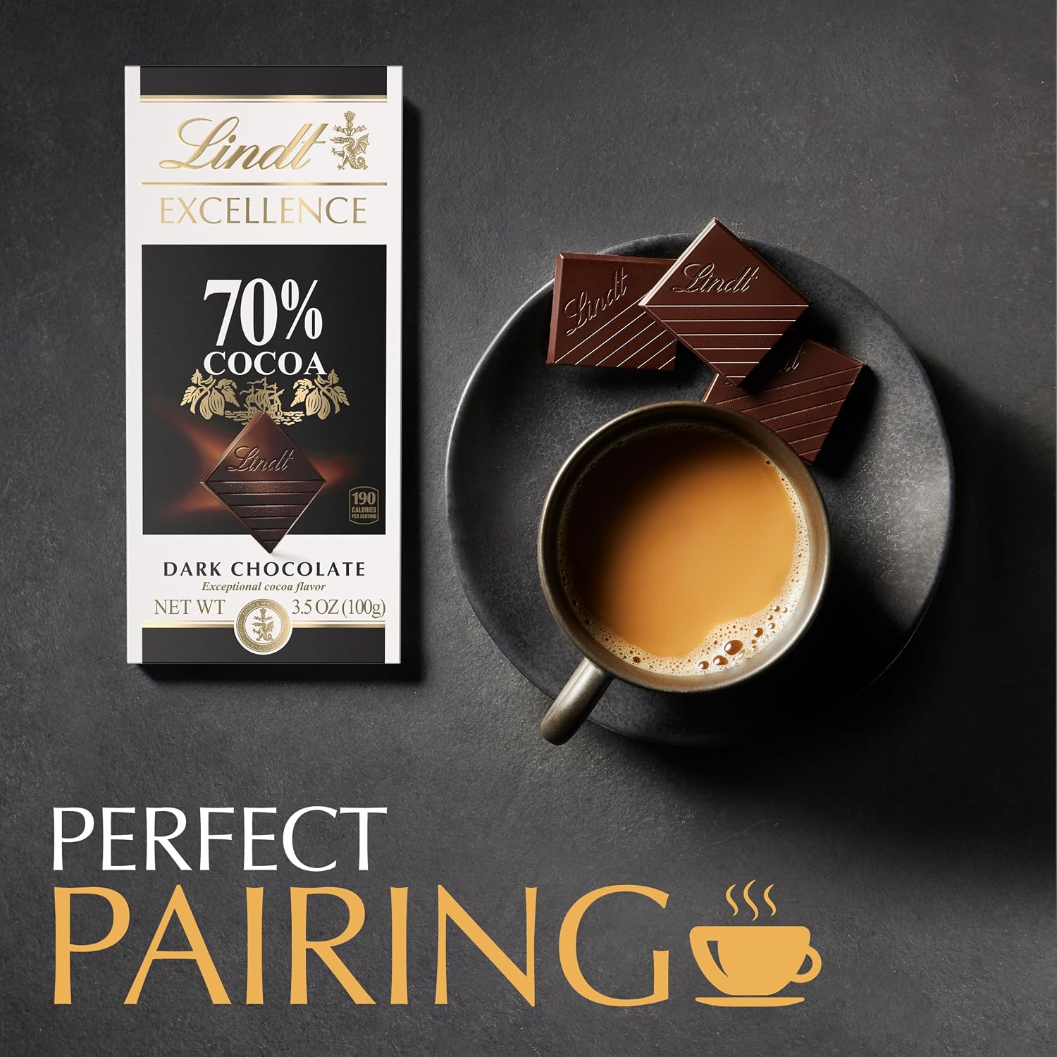 Detalle de Lindt EXCELLENCE 70% Cocoa Dark Chocolate Bars, 3.5 oz, 4-Count