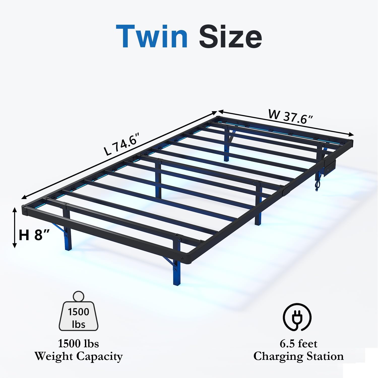 Detalle 2 de HAVONIZD Floating Bed Frame Twin 8 inch