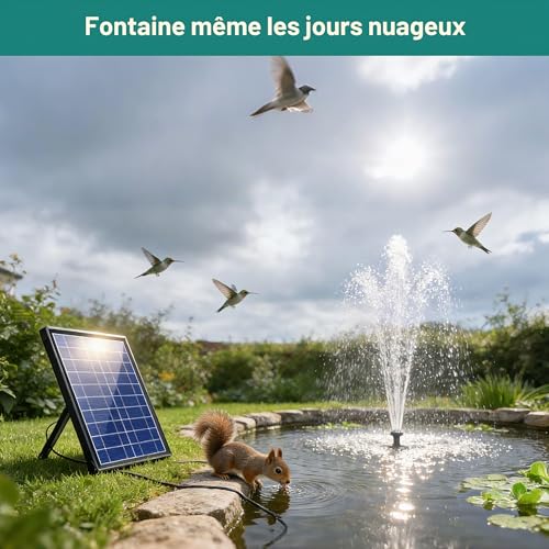 Thumbnail 1 de Biling Fontaine Solaire Extérieure 8 W avec Batterie 3600 mAh − Pompe pour Bassin et Filtre Flottant en ABS