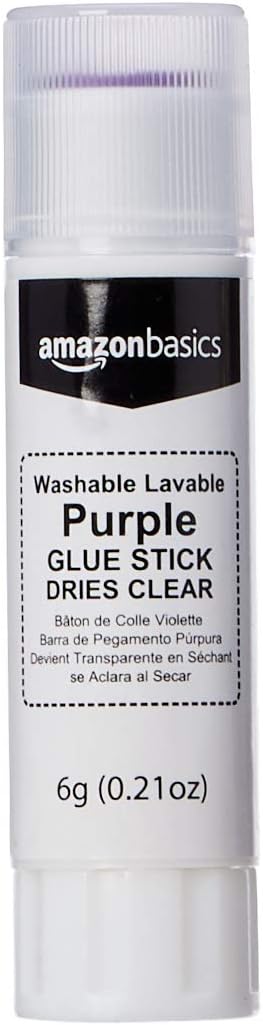 Detalle 2 de Amazon Basics Lot de 4 bâtonnets de colle lavable violet – 6 ml chacun, séchage transparent