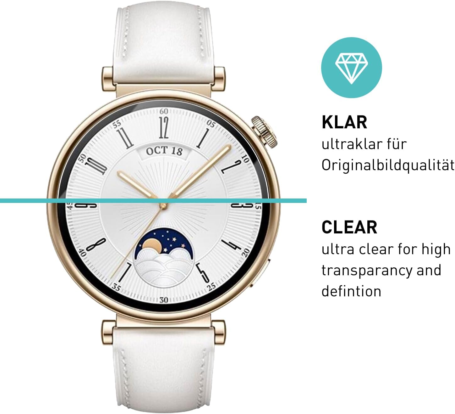 Detalle de SmarTect Huawei Watch GT 4 41mm Tempered Glass Screen Protectors, 3 Pack