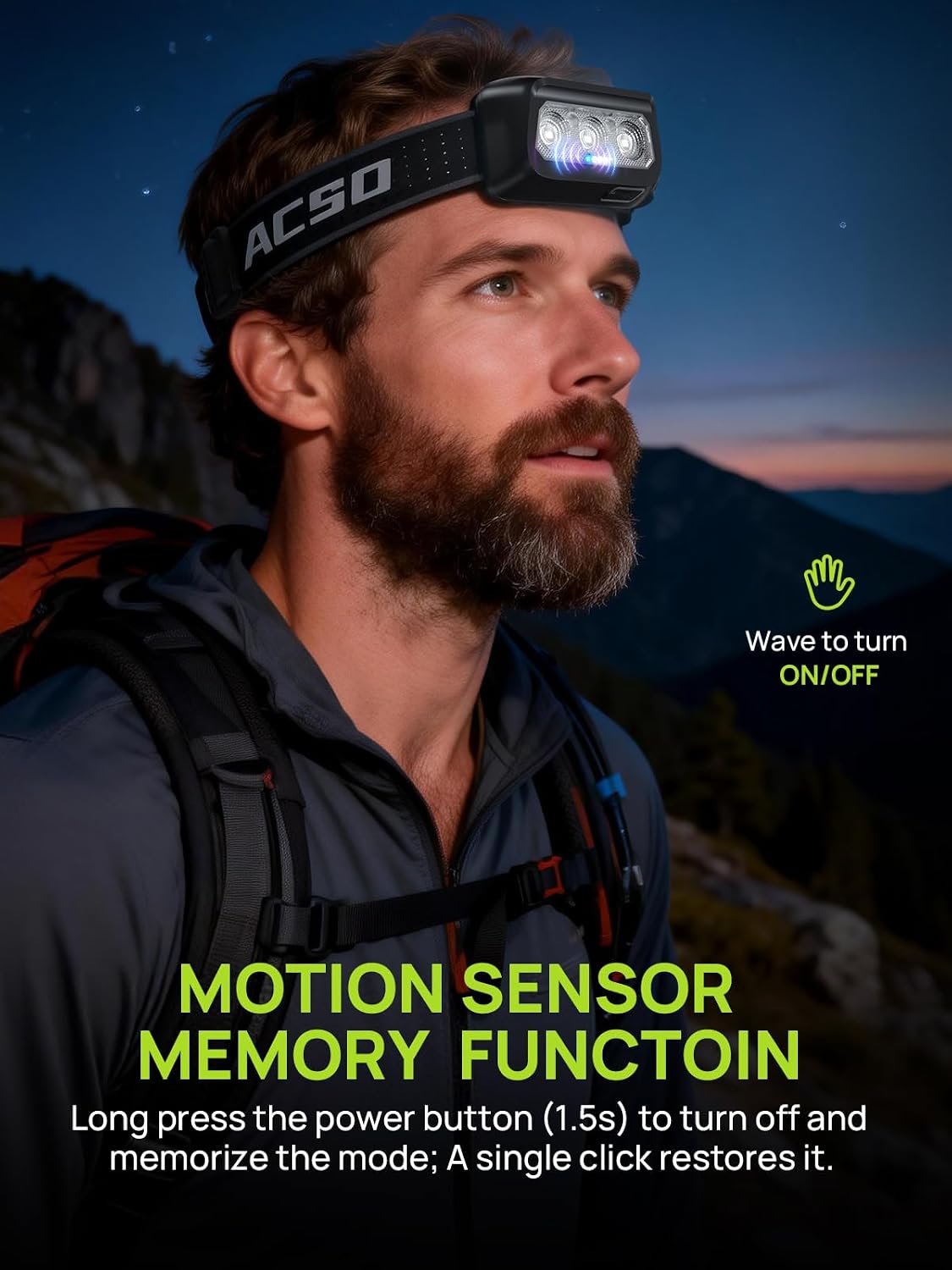 Thumbnail 3 de ACSO Head Torch Rechargeable