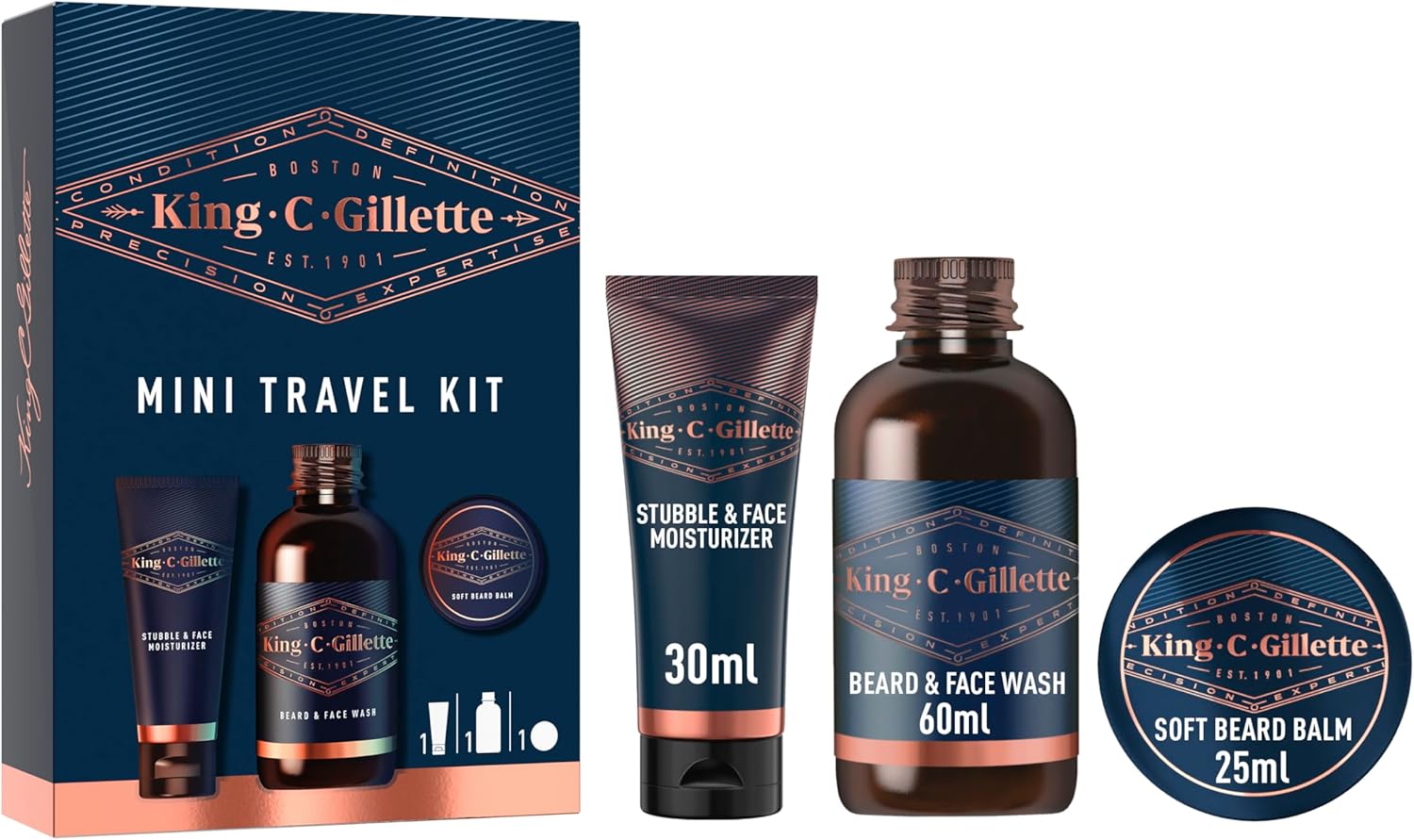 Thumbnail 5 de Kit voyage King C. Gillette pour la barbe : nettoyant 3-en-1, hydratant et baume adoucissant