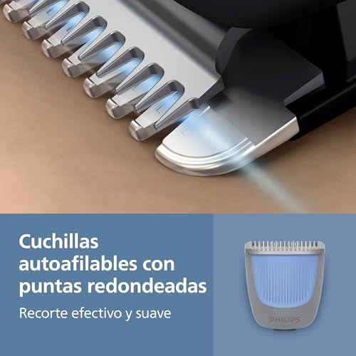 Detalle de Philips Serie 3000 BT3619/15: recortadora de barba con 20 longitudes, agua y carga USB