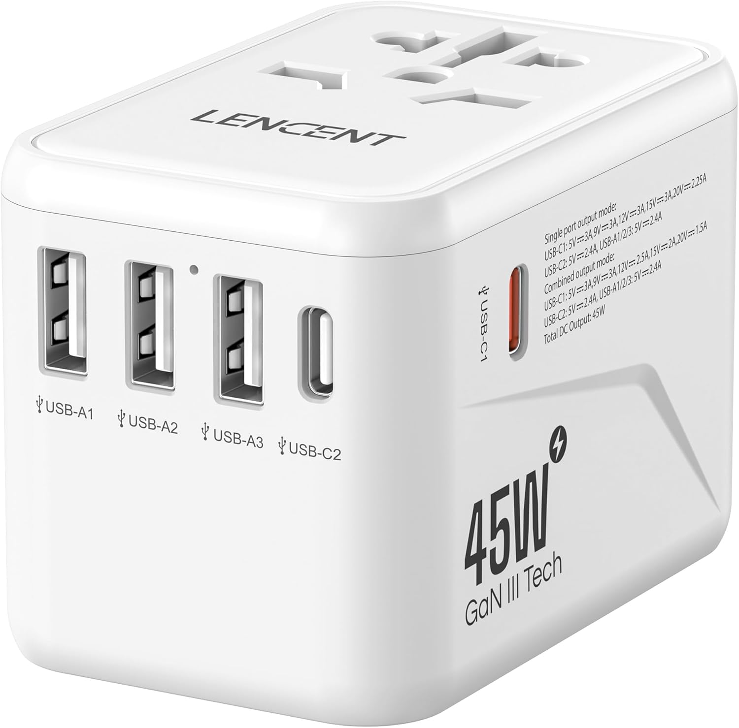 Detalle de LENCENT Ladevgerät 45 W GaN III Reiseadapter