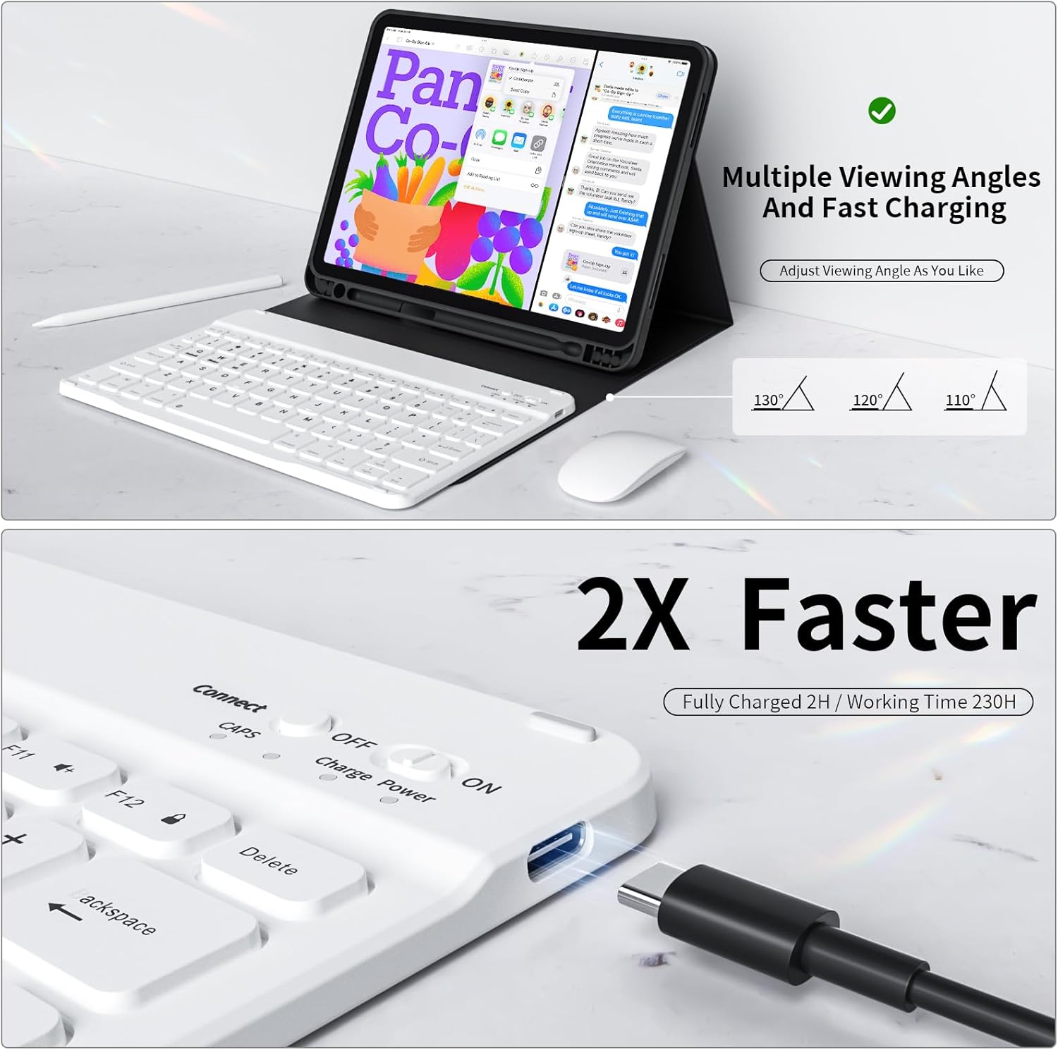 Thumbnail 2 de KVTVOU Magnetic Removable Keyboard Case for iPad A16 (2025 11th Gen) & iPad 10th Gen (2022) – Black