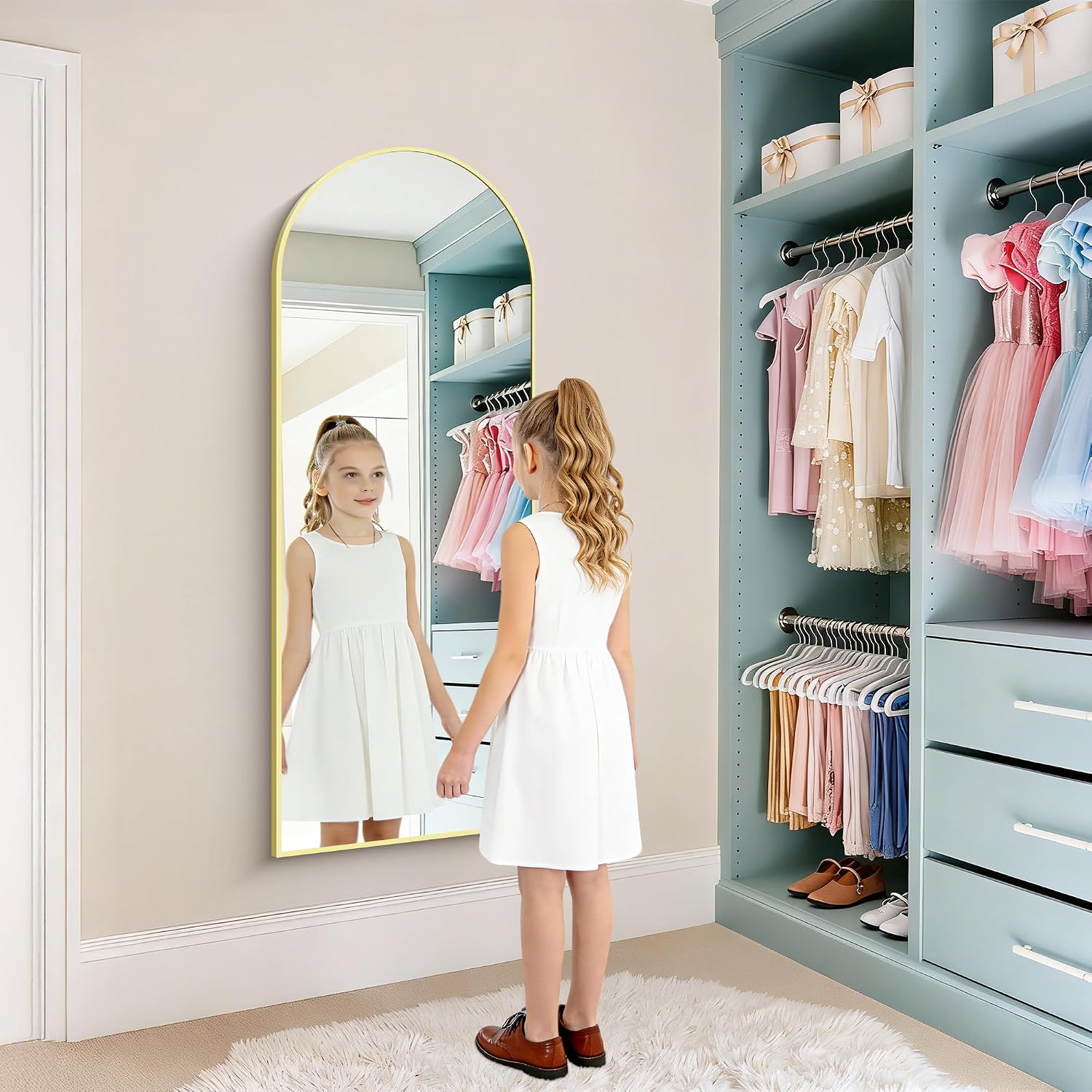 Thumbnail 6 de KOCUUY Arched Full-Length Mirror, 144.8 x 50.8 cm, Gold Aluminum Frame