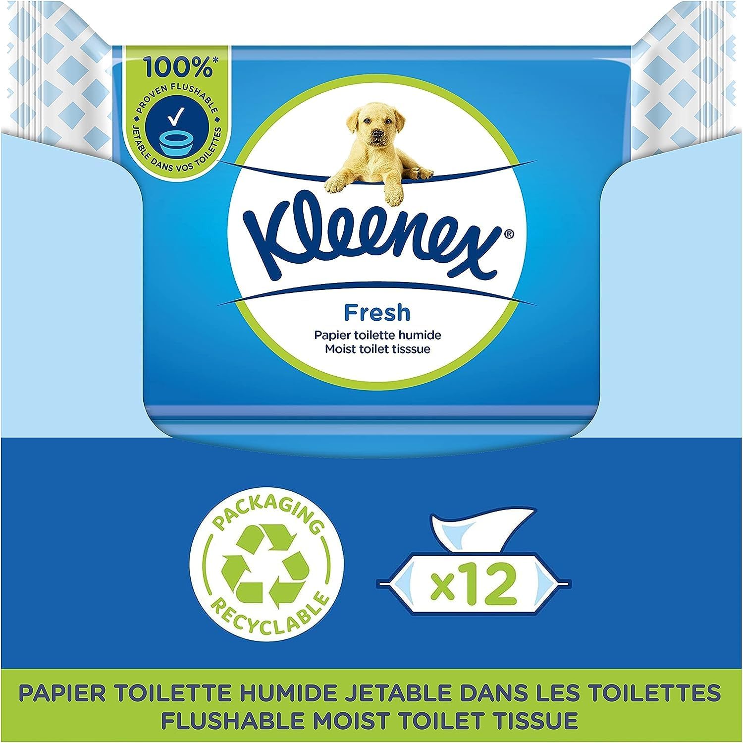 Kleenex® Papier Toilette Humide Fresh – 12 paquets de 42 feuilles