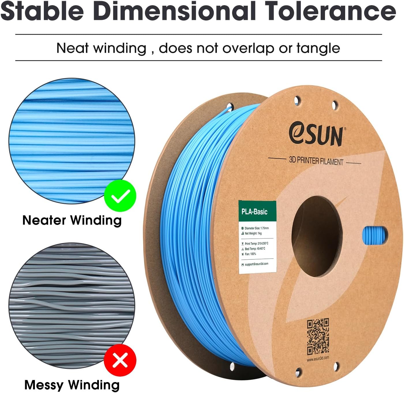 Thumbnail 1 de eSUN PLA Basic 1,75 mm (1 kg) azzurro – filamento Basic per stampanti 3D, precisione dichiarata ±0,05 mm