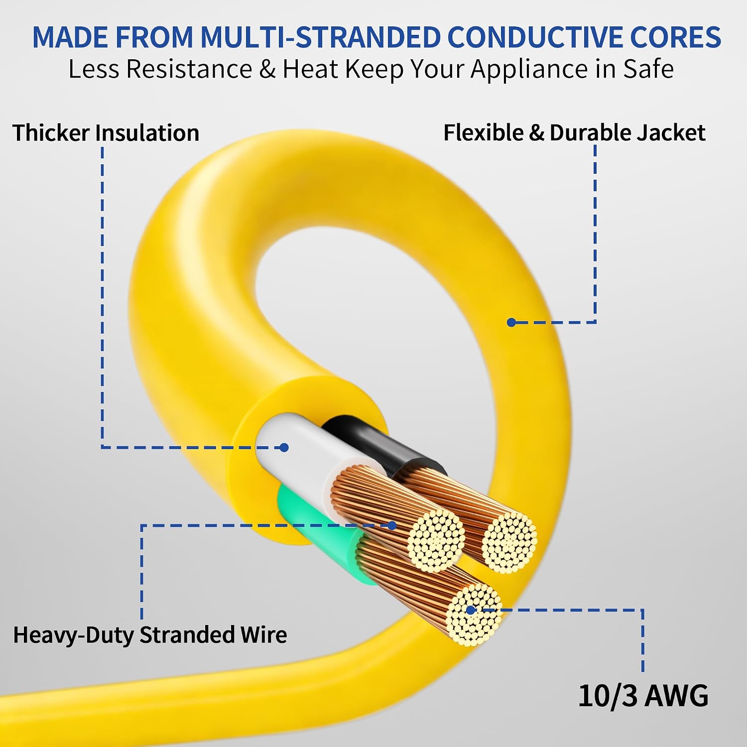 Thumbnail 2 de cismorvex 50-Foot 10/3 Outdoor/Indoor Extension Cord, Lighted, Yellow