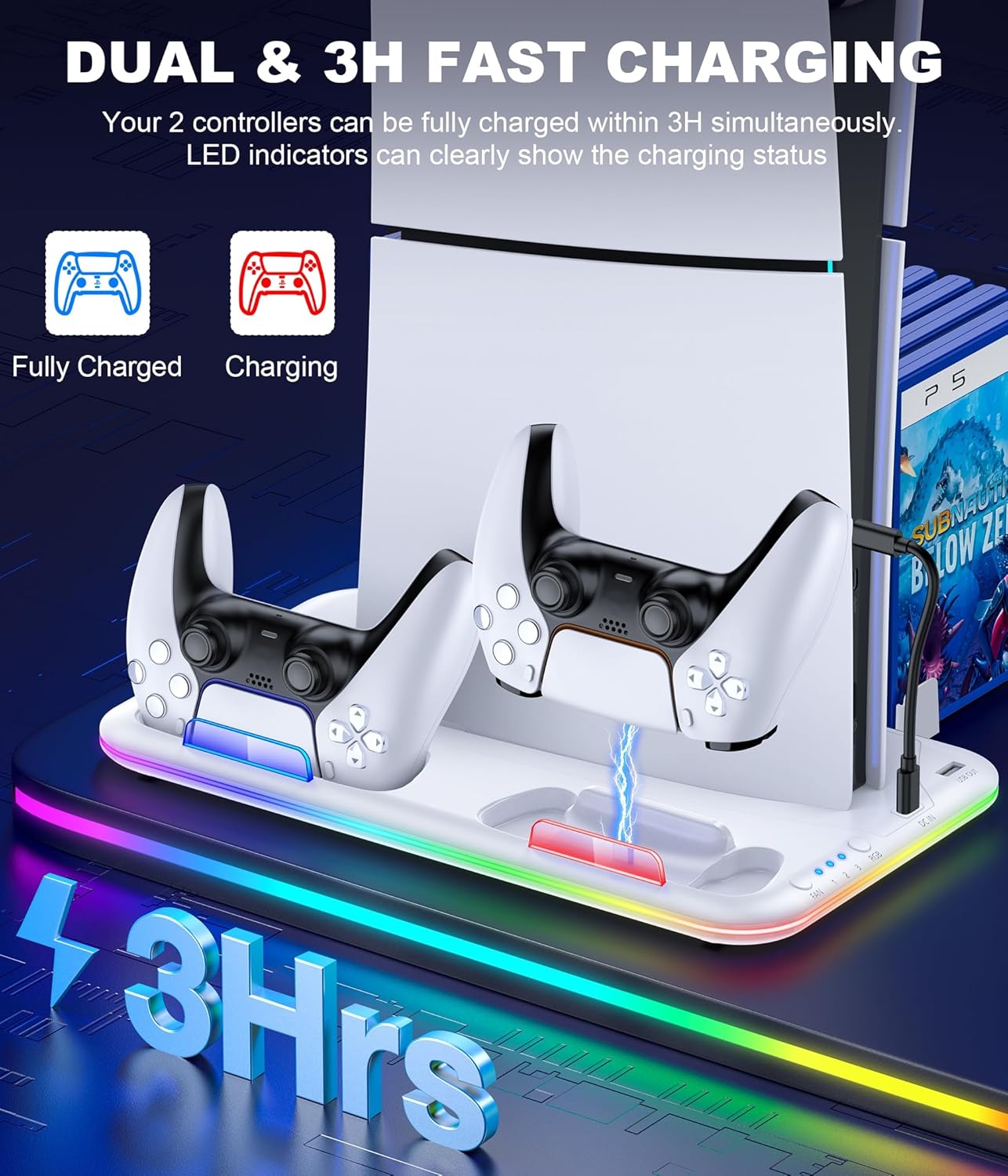 Thumbnail 6 de HELLCOOL PS5 Ständer mit Lüfter – All-In-One Halterung für PS5 Slim, Disc- und Digital Edition