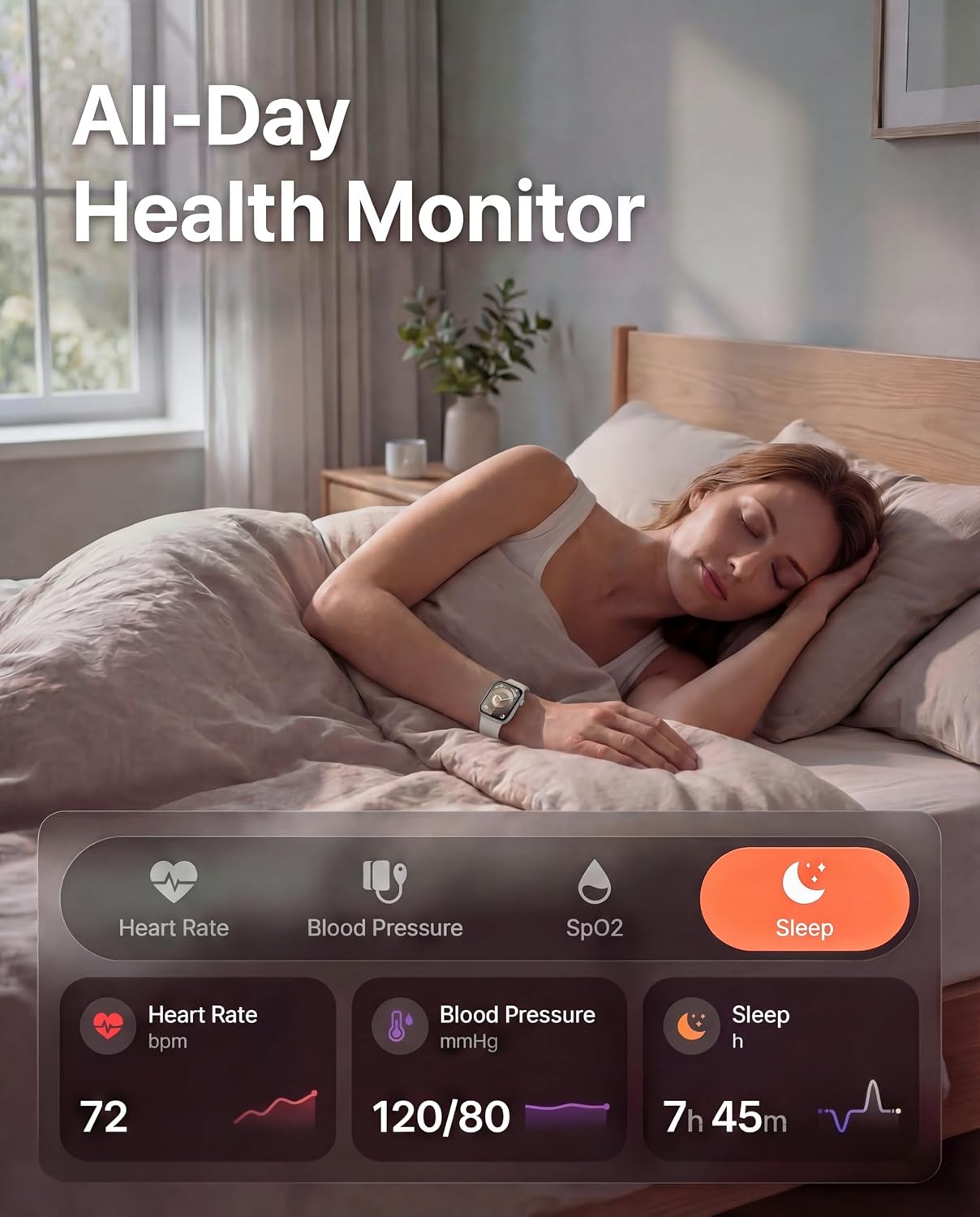 Thumbnail 1 de Smart Watches for Women & Men – Heart Rate, SpO2, Blood Pressure, Sleep Tracker & 120+ Sports Modes