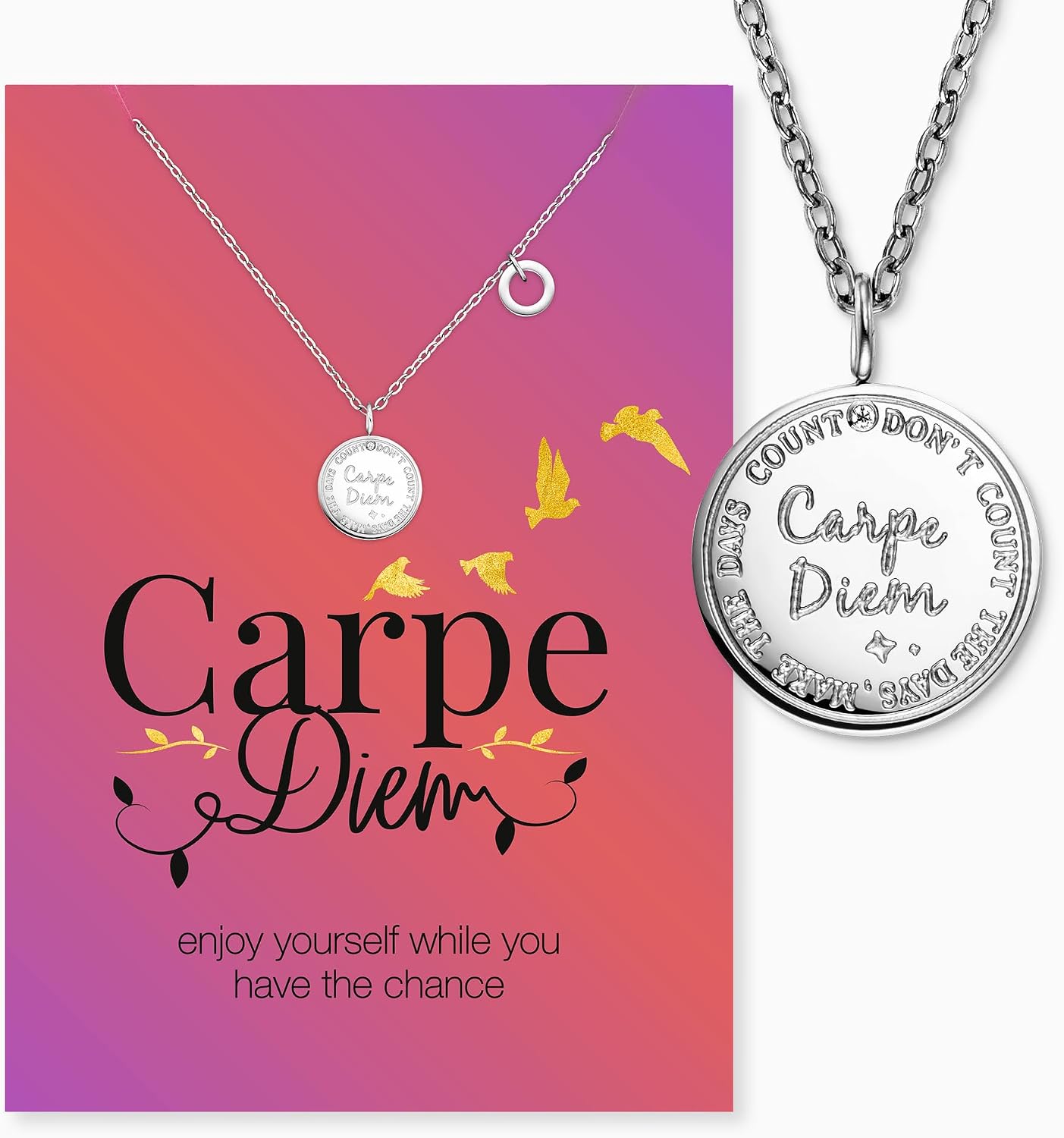 Detalle de Engelsrufer Grußkarte Carpe Diem mit Edelstahlkette – Mutmacher-Geschenk