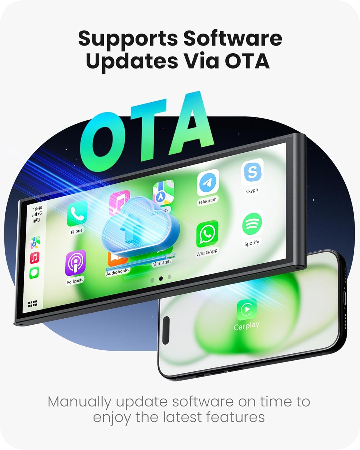 Thumbnail 3 de AVAETT 9.26" Wireless CarPlay Screen: Portable Car Tablet with Backup Camera & OTA Updates