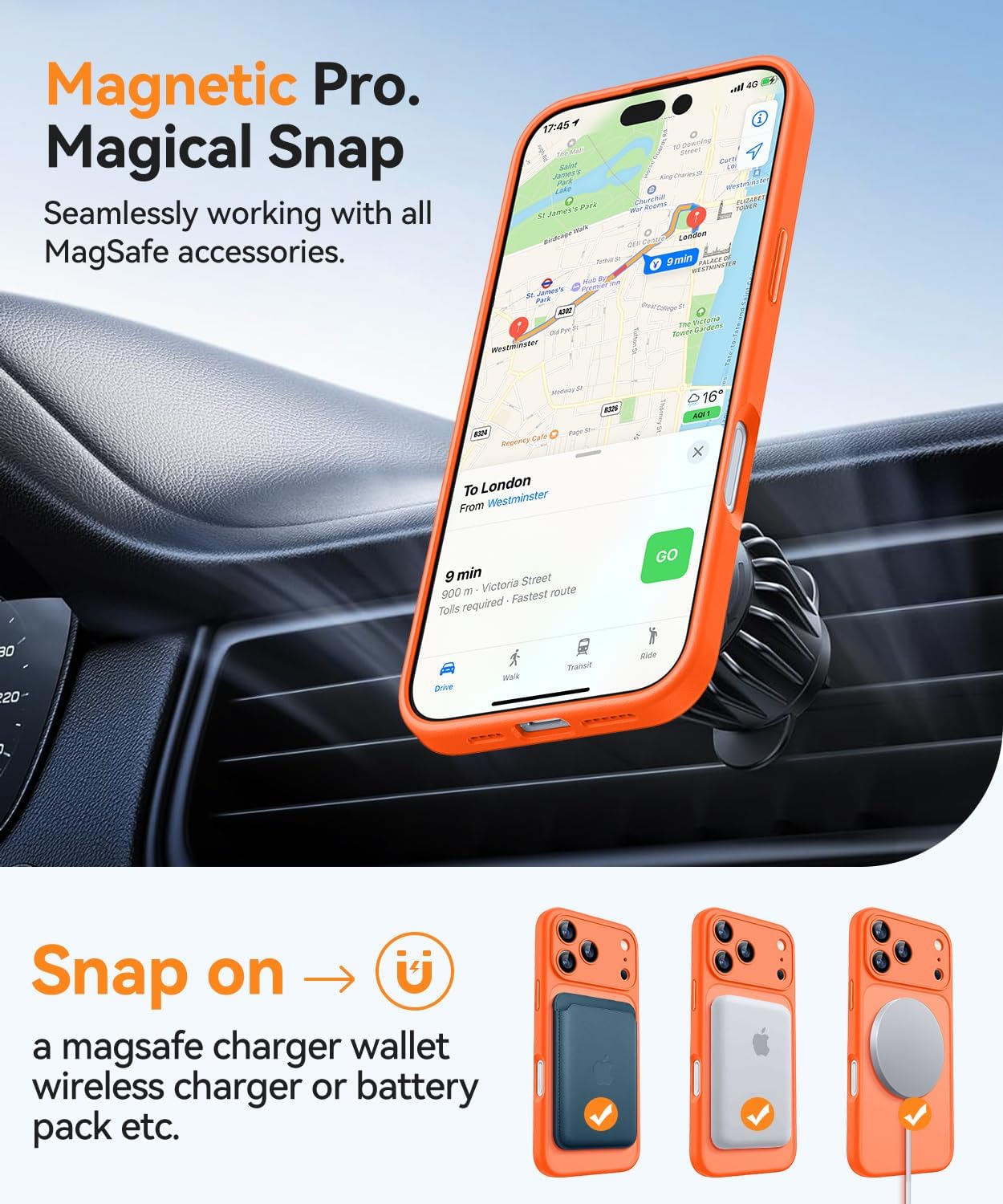 Thumbnail 4 de CANSHN Cover magnetica per iPhone 17 Pro Max (6,9”) compatibile MagSafe, arancione
