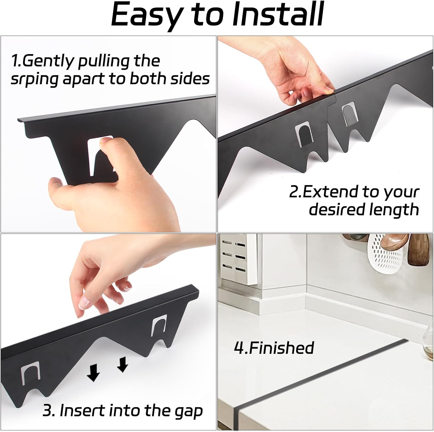 Thumbnail 6 de ACPULSE SGC-MAIN-01 Stainless Steel Stove Gap Covers, Adjustable 13.8–27.6 in, 2-Pack