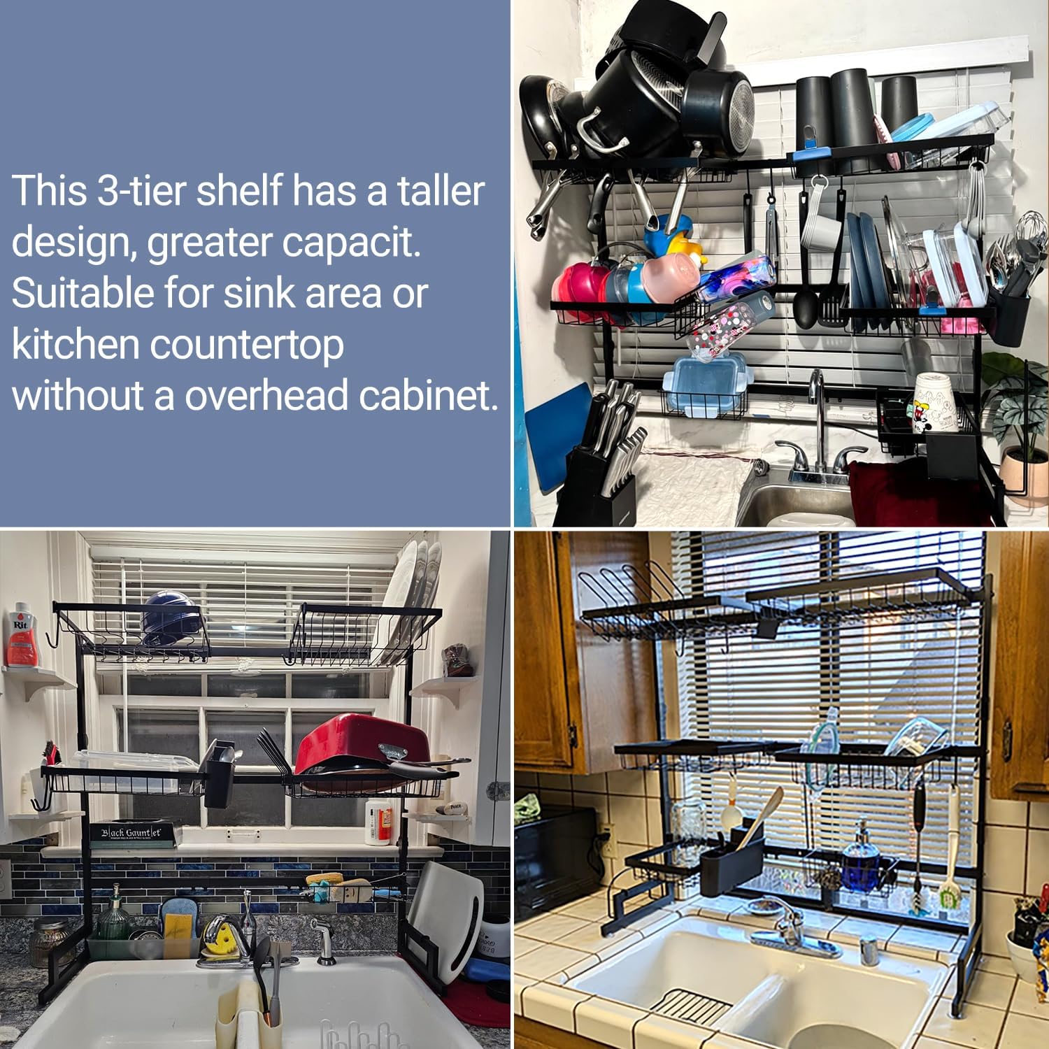 Thumbnail 2 de ADBIU Over The Sink Dish Drying Rack (Expandable 2-Tier, Snap-On Design)