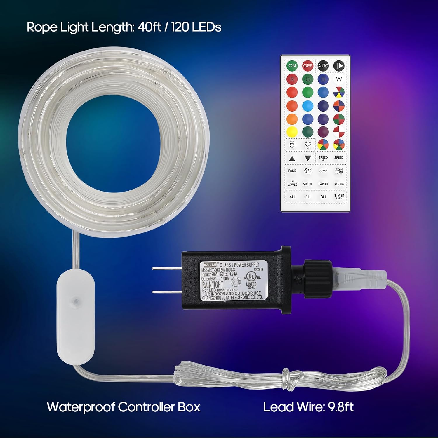 Thumbnail 4 de Soiarllt 149 40 ft RGB Rope Lights, 120 LEDs, 24 Colours, Remote