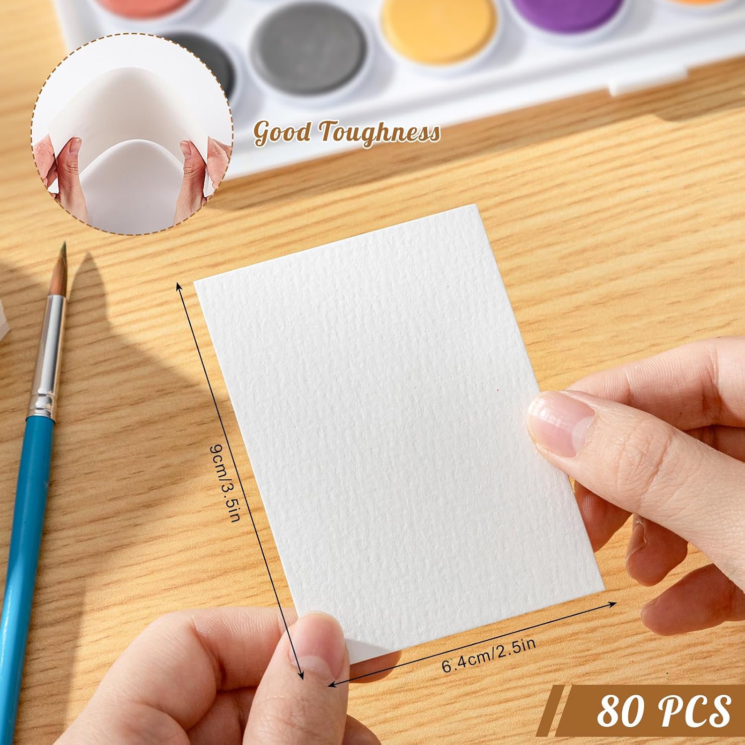 Detalle 2 de 80 Sheets Watercolor Paper Bulk (2.5 x 3.5 in, 110 lb / 230 gsm, Cold Press) for Kids, Students, and Artists