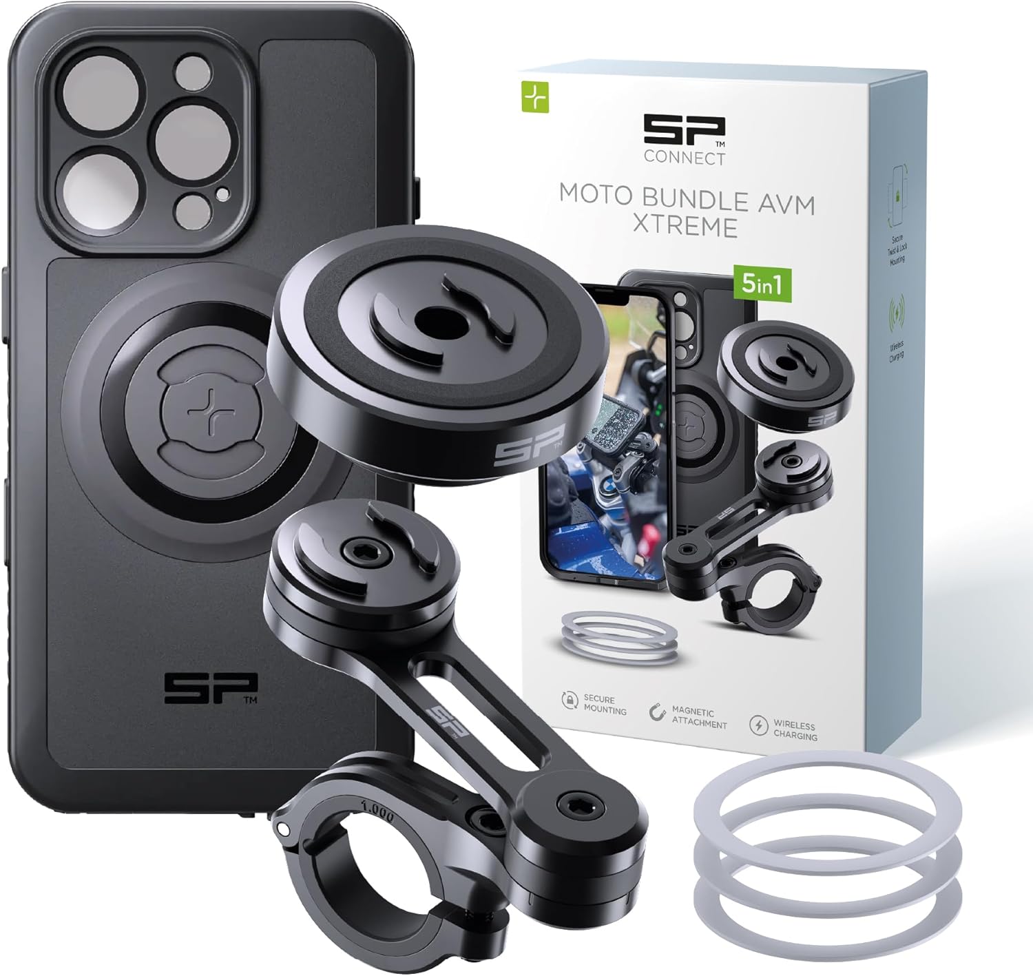 Detalle de SP CONNECT Moto Bundle II AVM Xtreme SPC+ per iPhone 16 Pro: protezione militare e anti-vibrazione per l’uso in moto