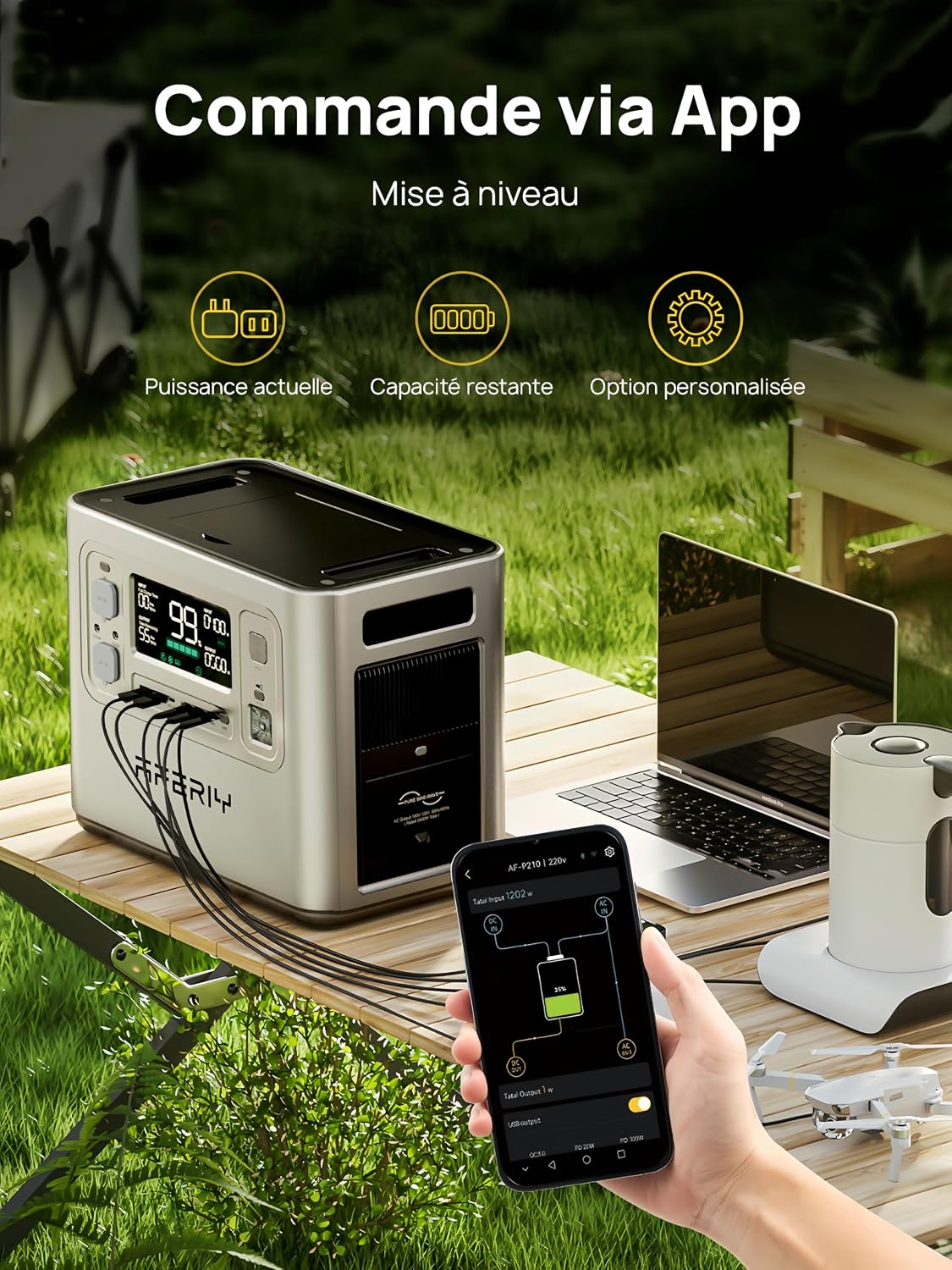 Detalle 2 de AFERIY Generateur Electrique 2400W 2048Wh ⚡