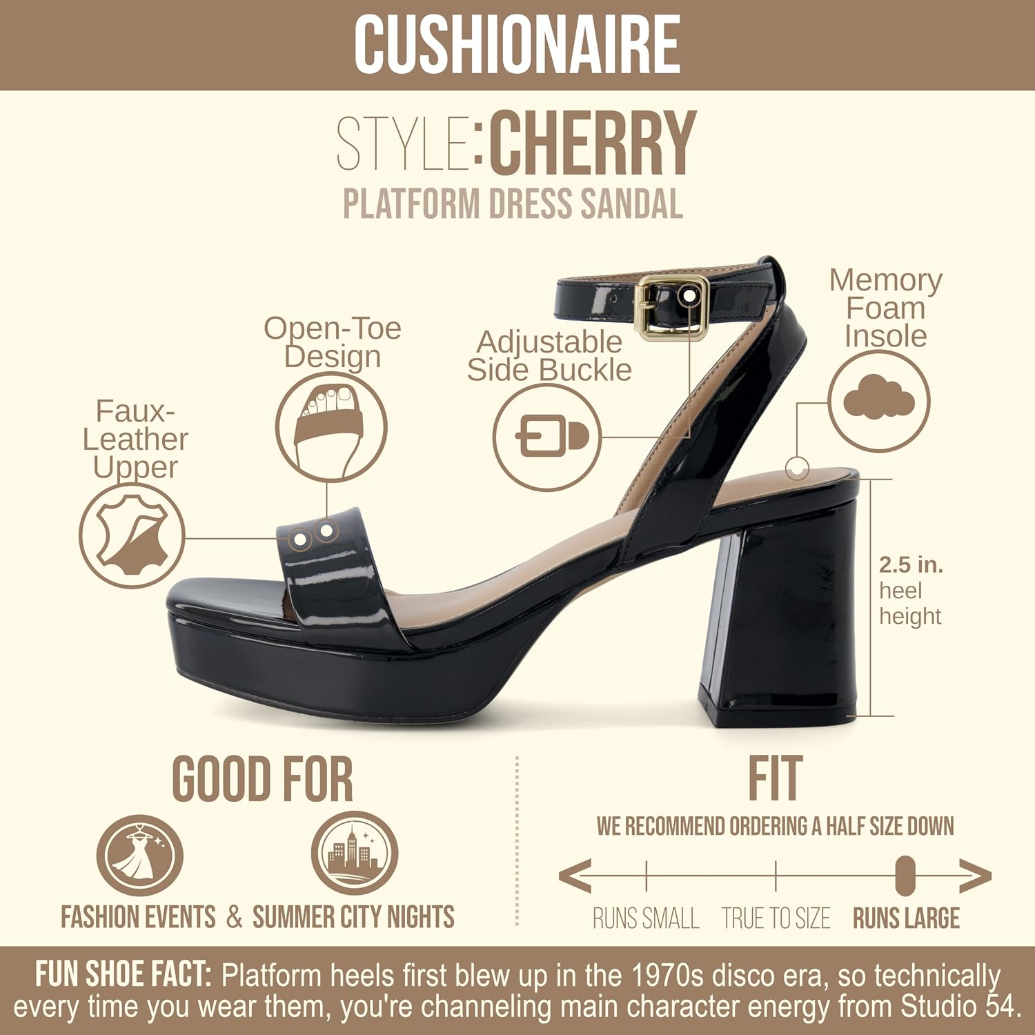 Detalle de CUSHIONAIRE Women's Platform Sandals Cherry