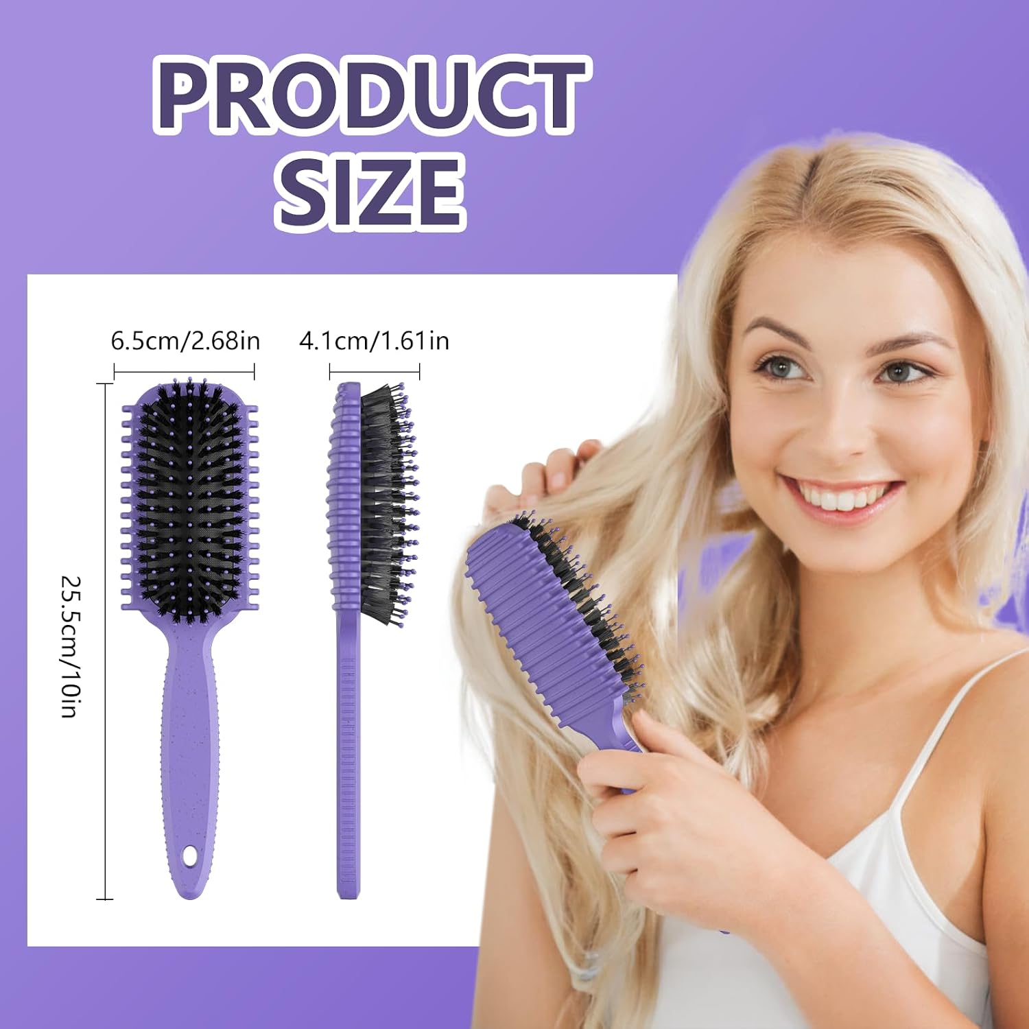 Thumbnail 1 de Purple Curly Hair Brush Set