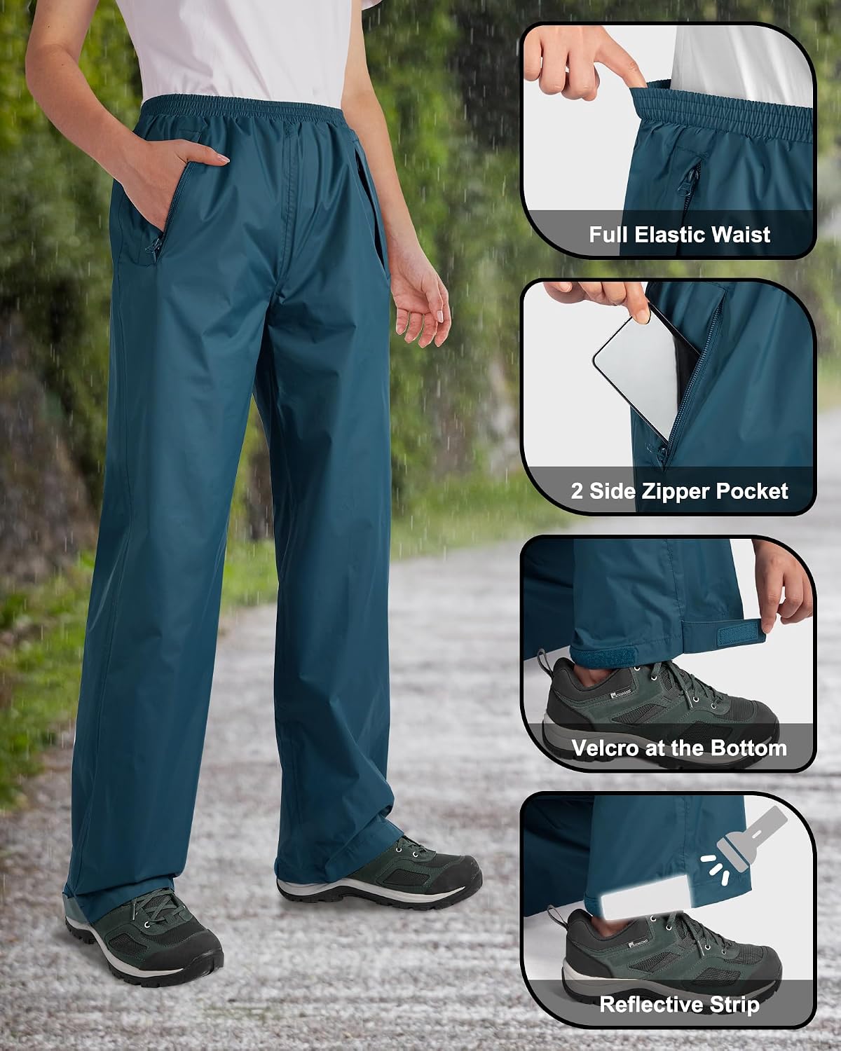 Detalle 2 de 33,000ft Damen Regenhose wasserdichtes Überziehteil mit Reflektionen