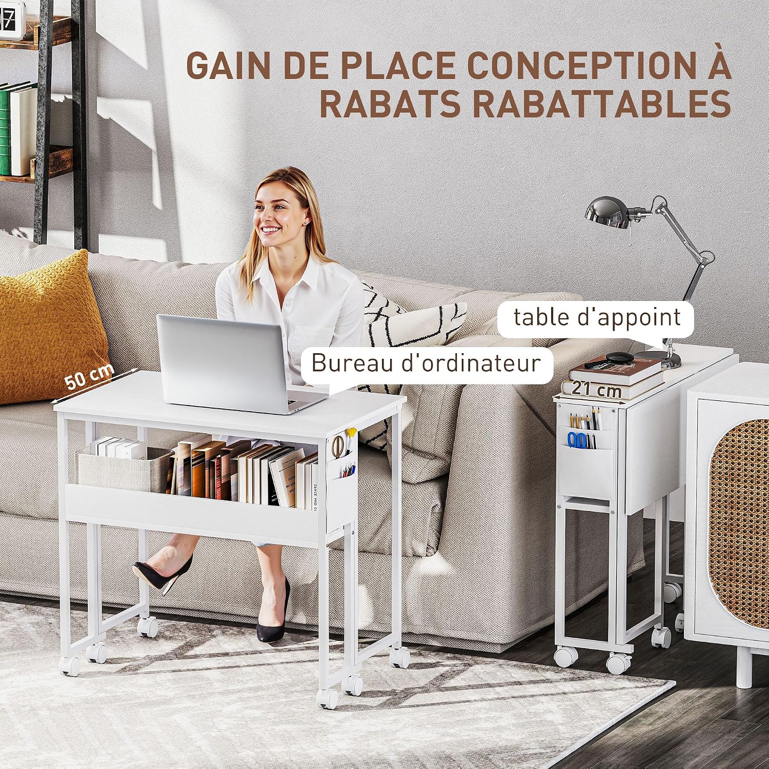 Detalle 2 de Bureau pliant 80 x 50 cm HOMCOM
