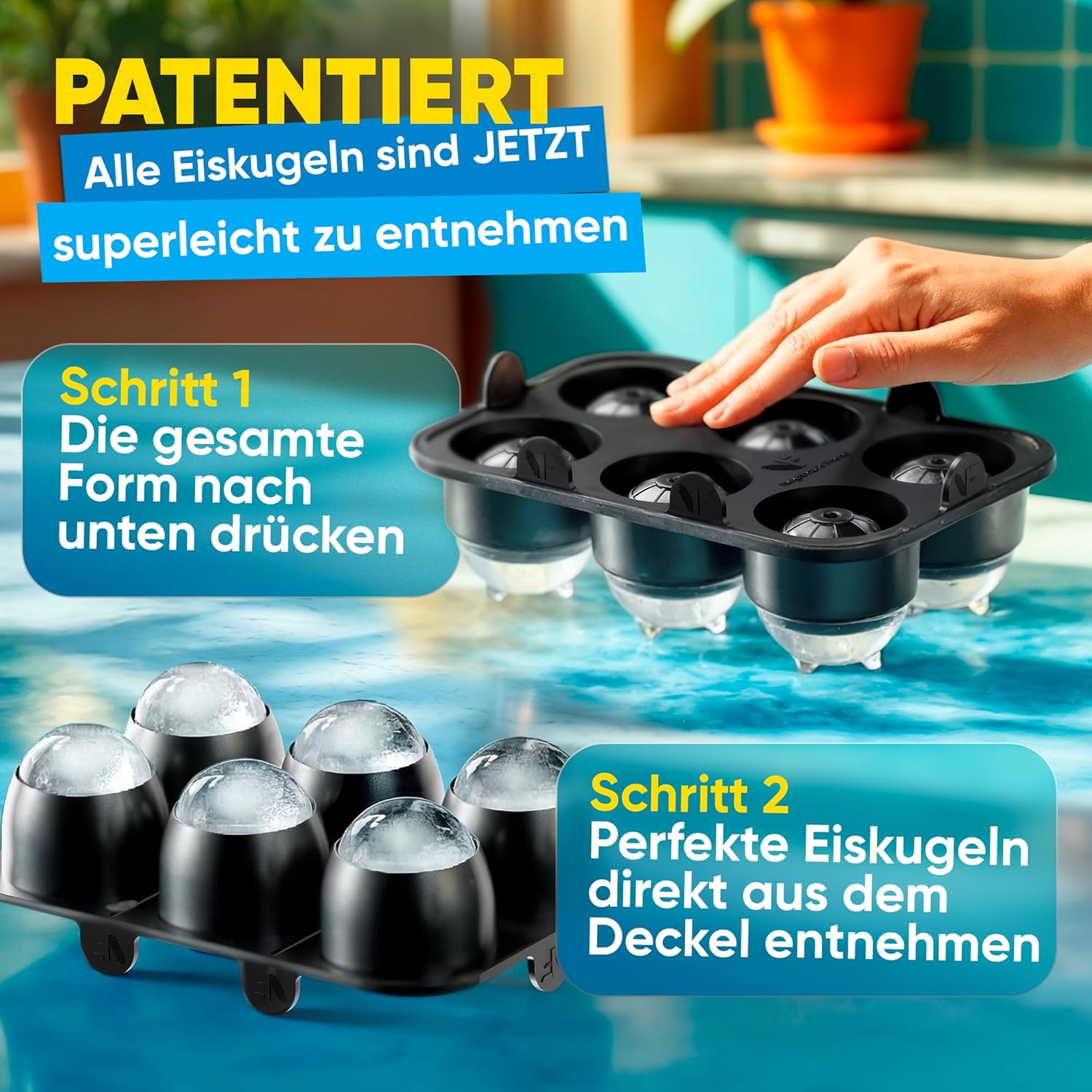 Thumbnail 3 de Neighbour’s Friend Patentierte Eiskugelform XXL Platinum – große runde Eiswürfel aus Platinsilikon (XXL)
