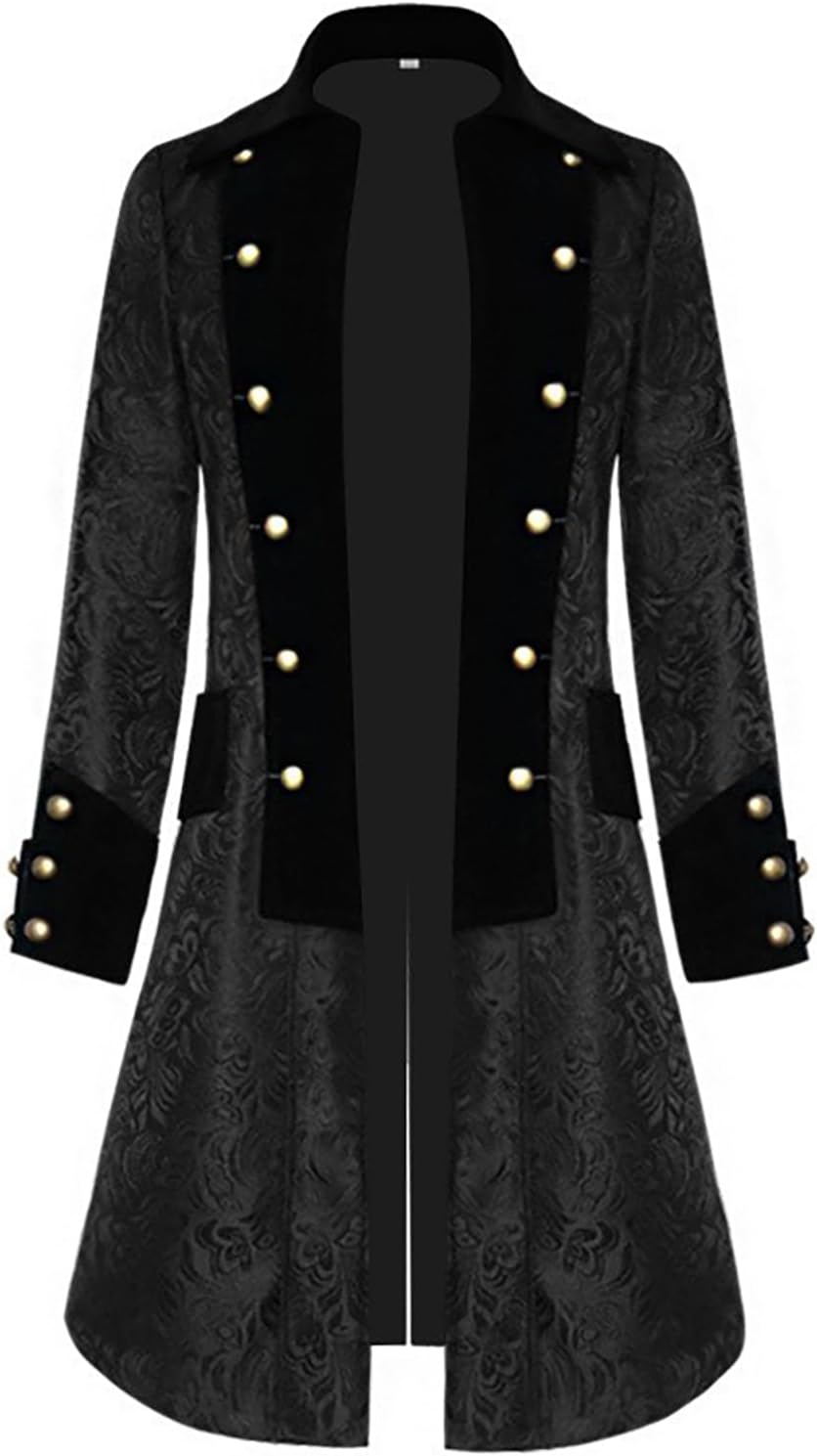 Detalle de Men's Steampunk Tailcoat Jacket in Jacquard Fabric