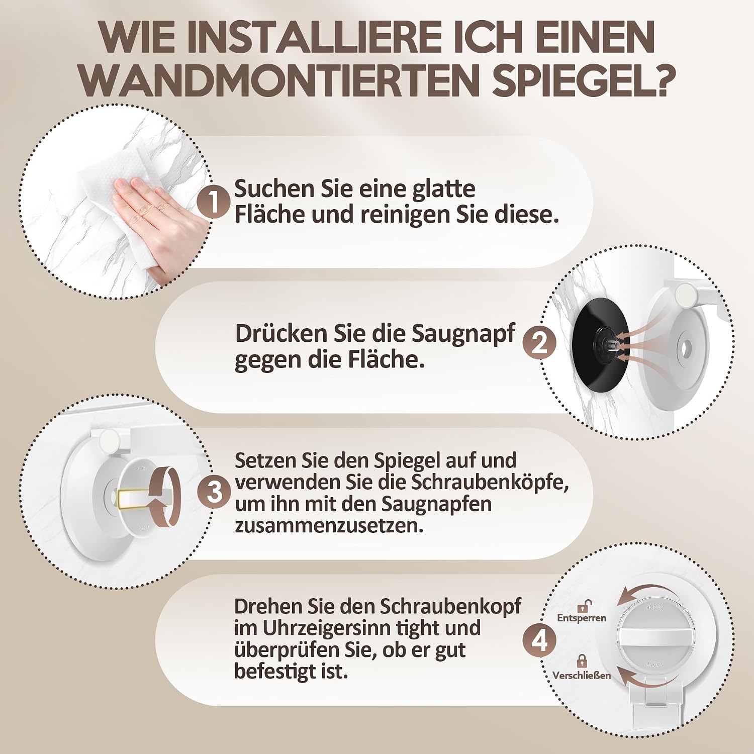 Thumbnail 5 de MOMOKUBA Vergrößerungsspiegel mit Saugnapf und Beleuchtung (30-fach, doppelseitig)